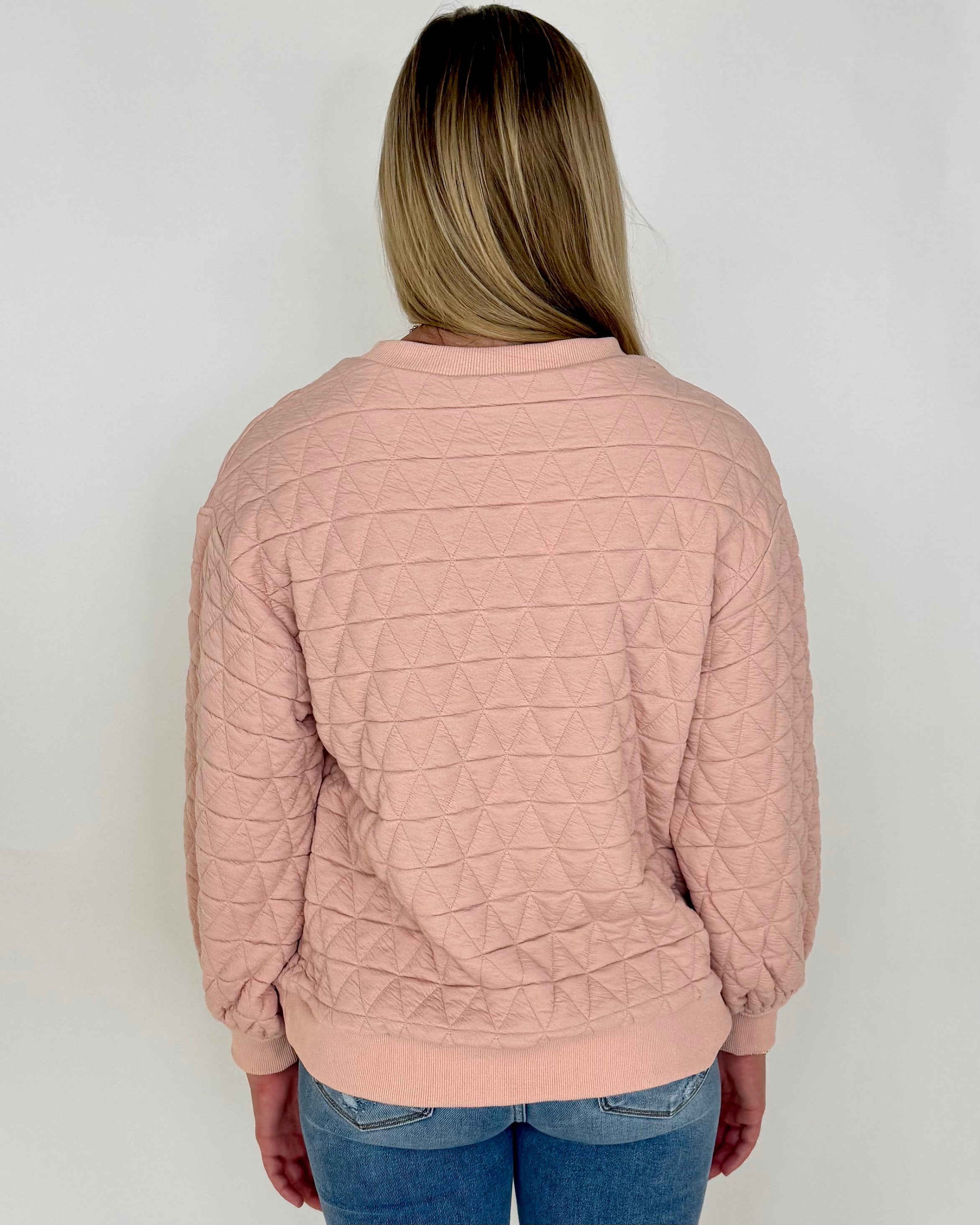 Make Moves Dusty Pink Quilted Sweatshirt-Shop-Womens-Boutique-Clothing