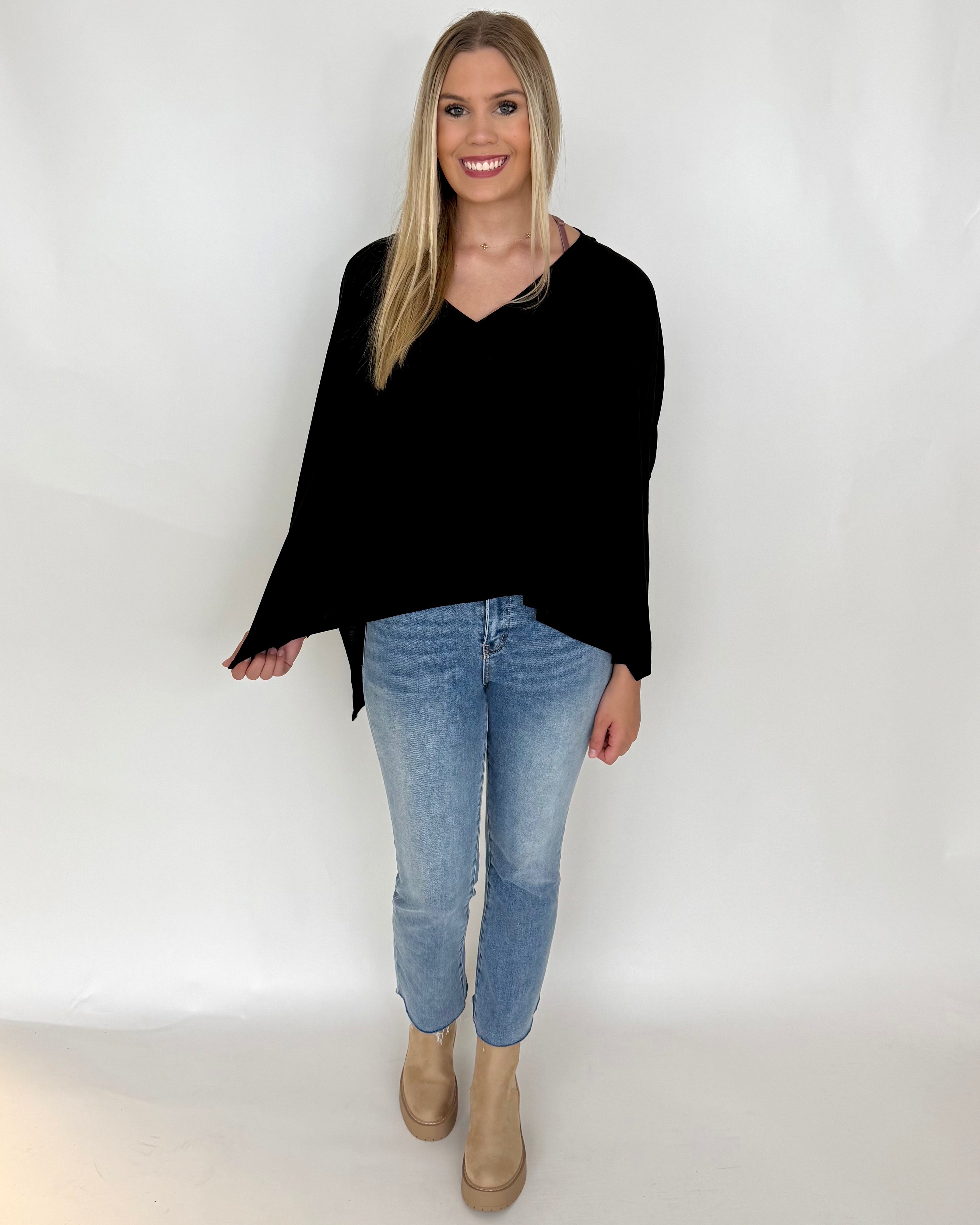 Early Mornings Black Oversized Top-Shop-Womens-Boutique-Clothing