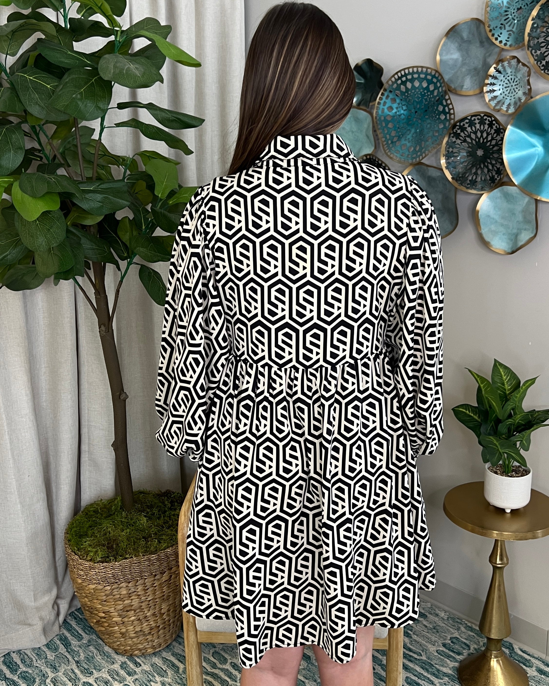 On Your Watch Black Geometric Dress-Shop-Womens-Boutique-Clothing