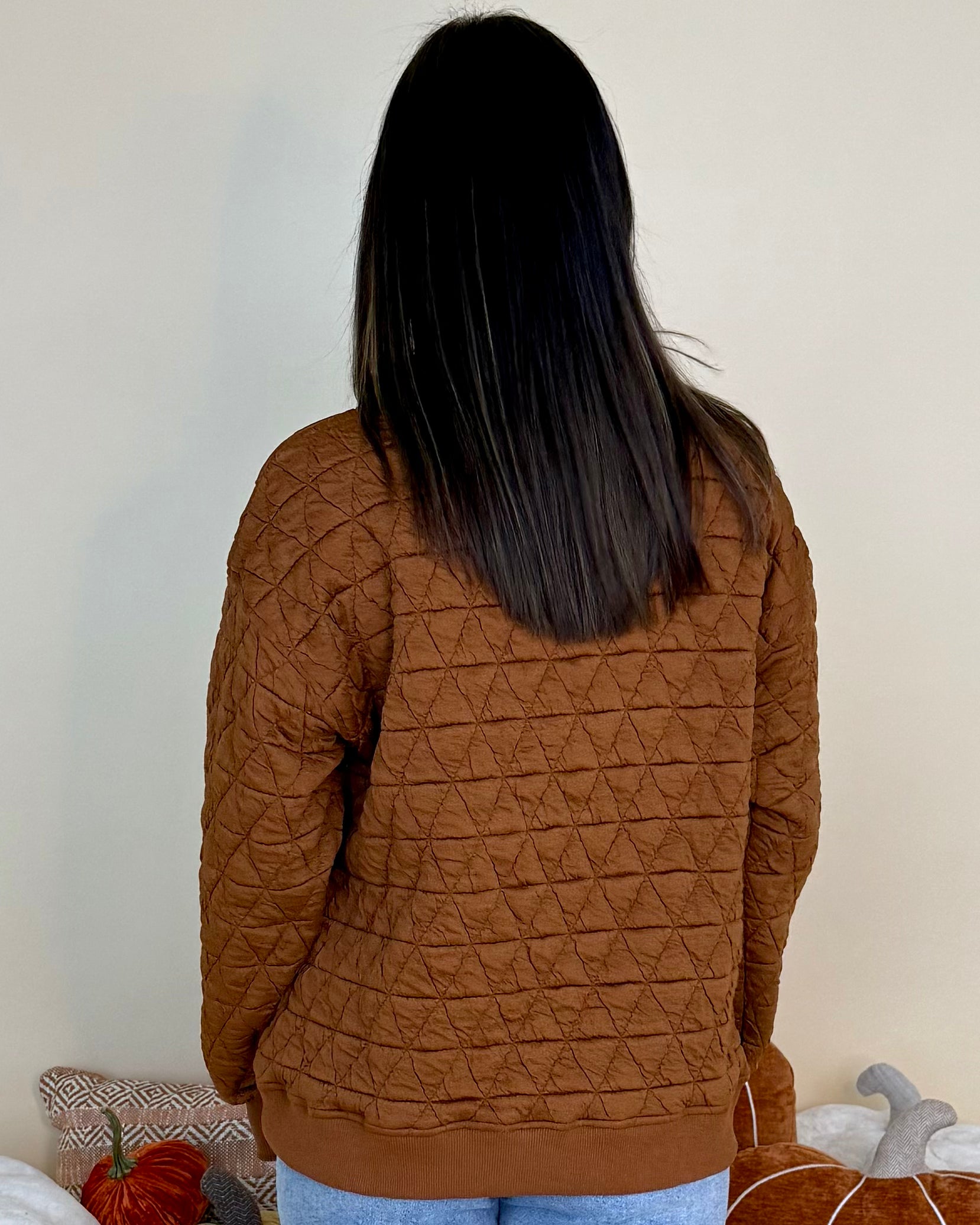 Pure Comfort Copper Quilted Half Zip Top-Shop-Womens-Boutique-Clothing