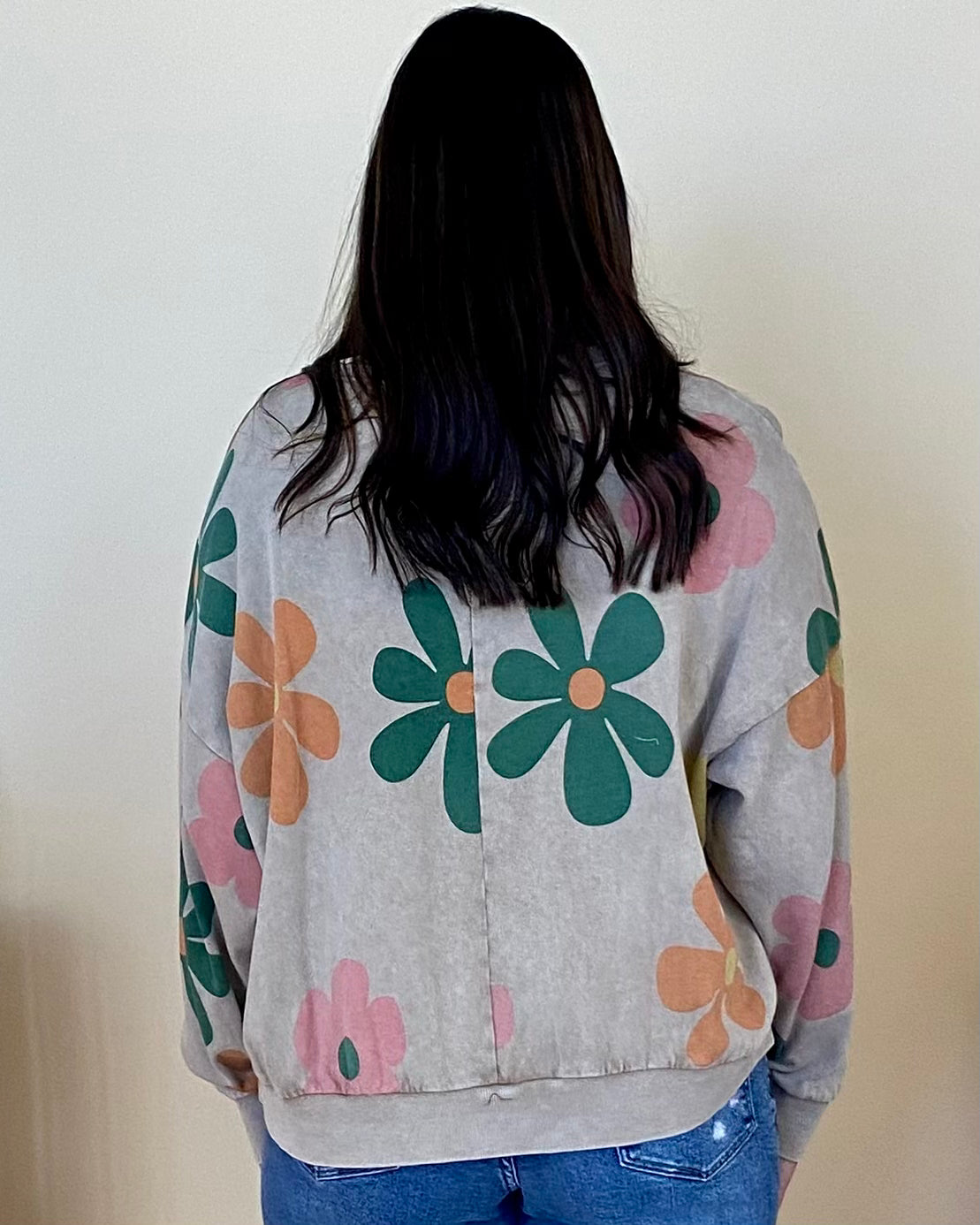 Free Mind Mocha Flower Sweatshirt-Shop-Womens-Boutique-Clothing