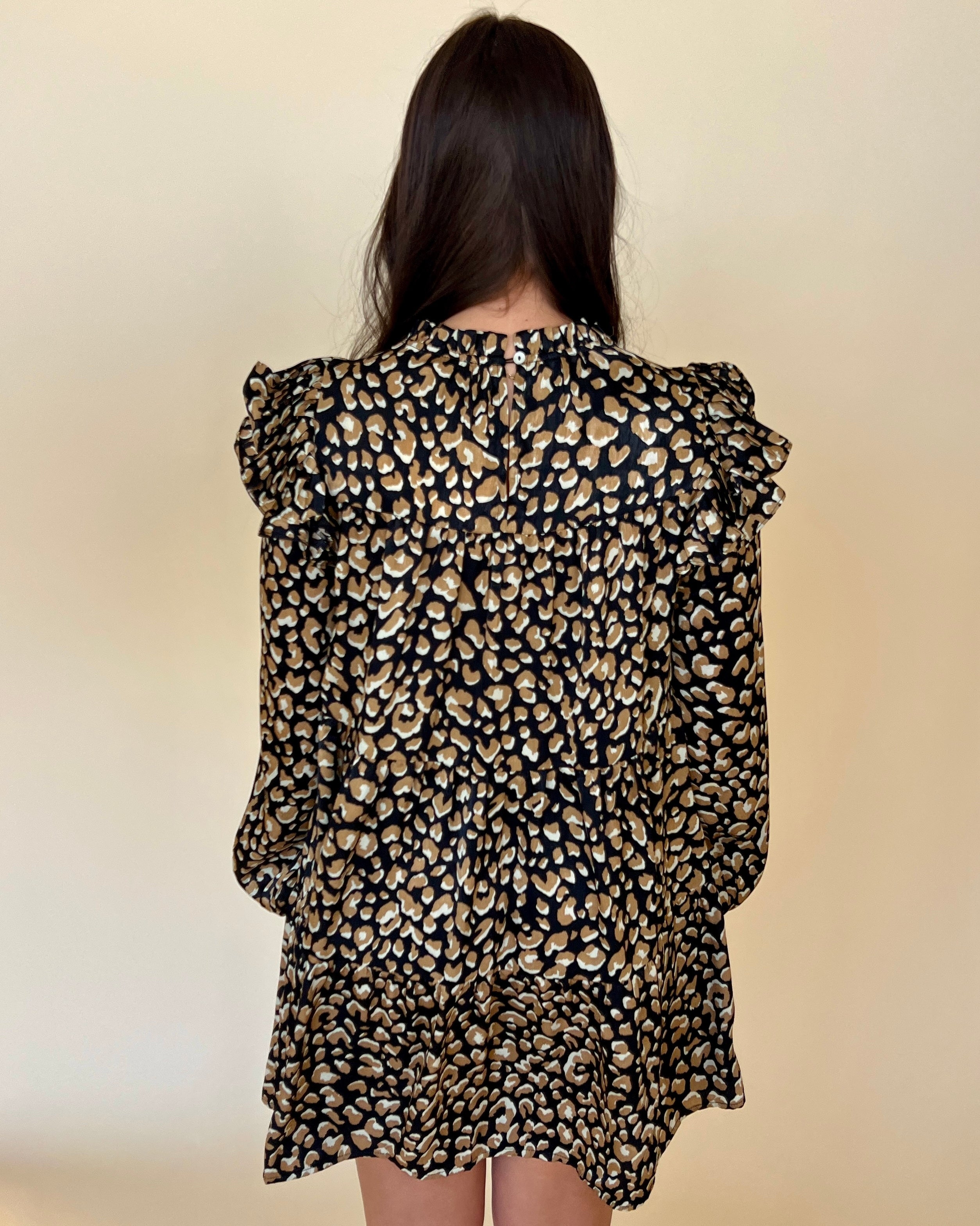 Going Wild Taupe Leopard Tiered Dress-Shop-Womens-Boutique-Clothing