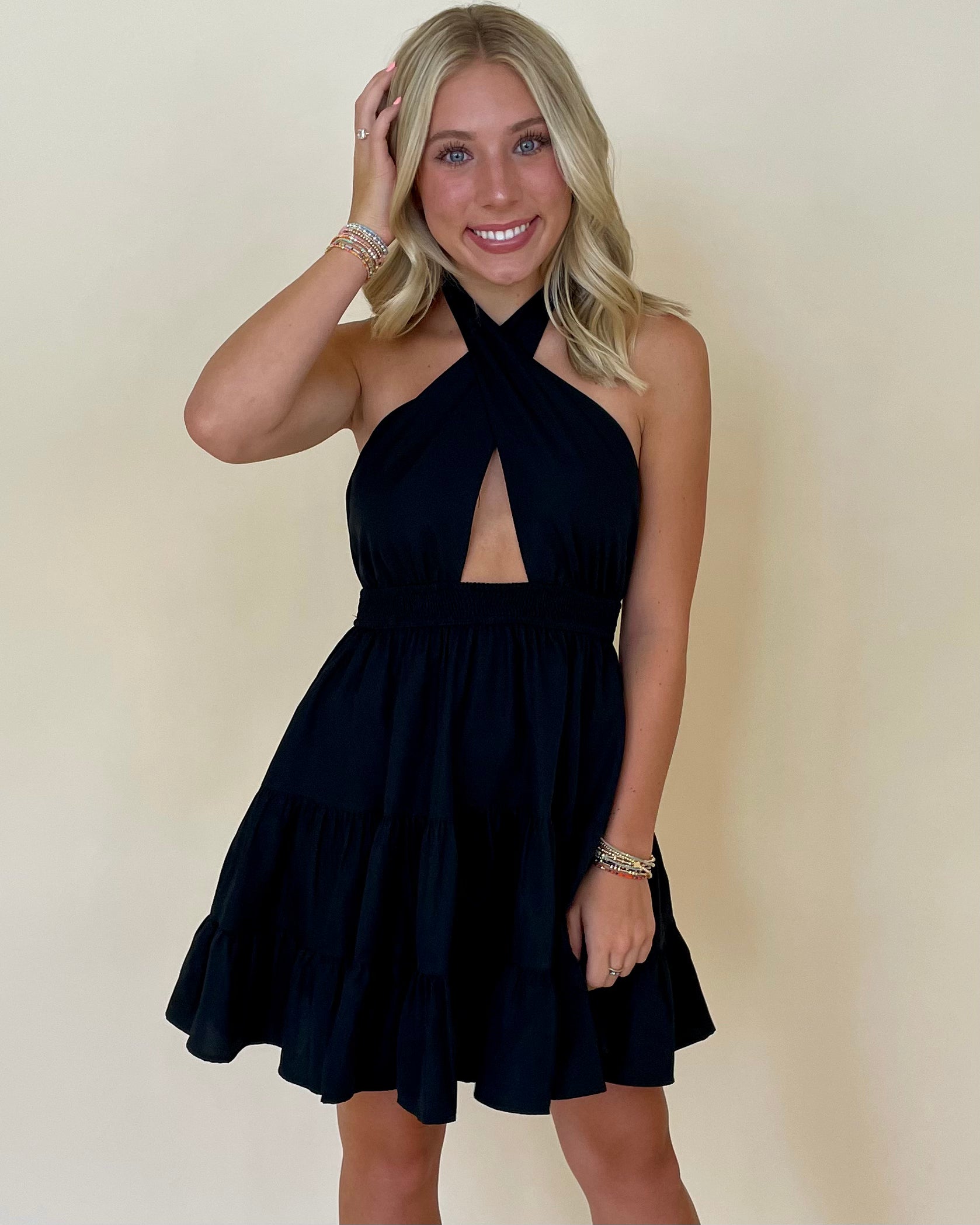 Home Team Black Halter Dress-Shop-Womens-Boutique-Clothing