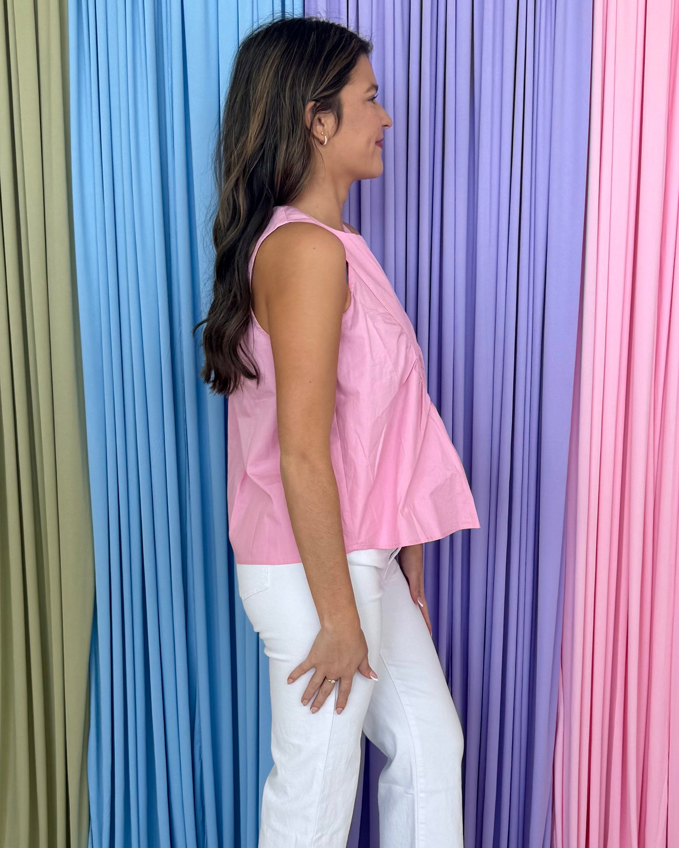 Simply Lovely Pink Sleeveless Ruffle Top-Shop-Womens-Boutique-Clothing