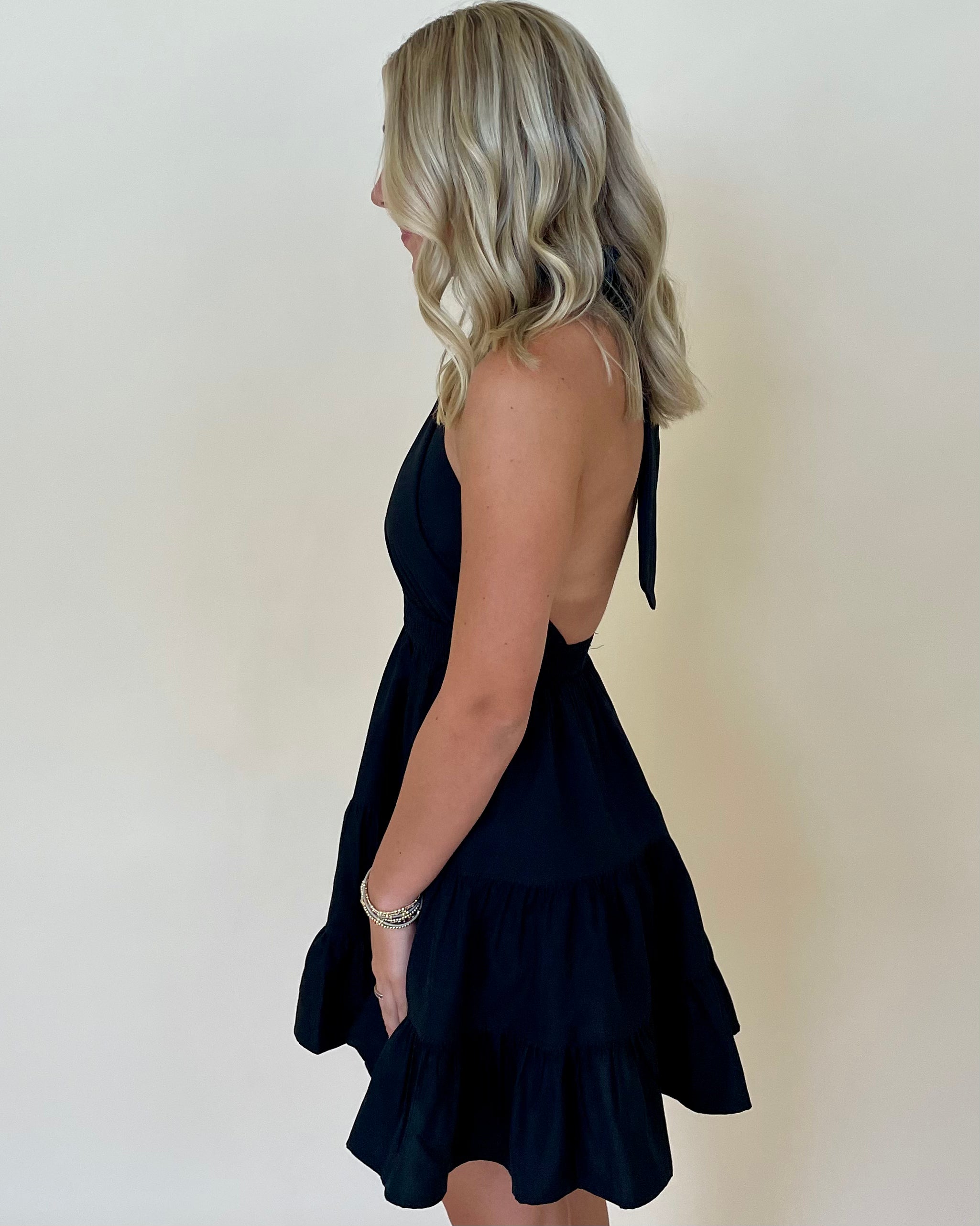 Home Team Black Halter Dress-Shop-Womens-Boutique-Clothing