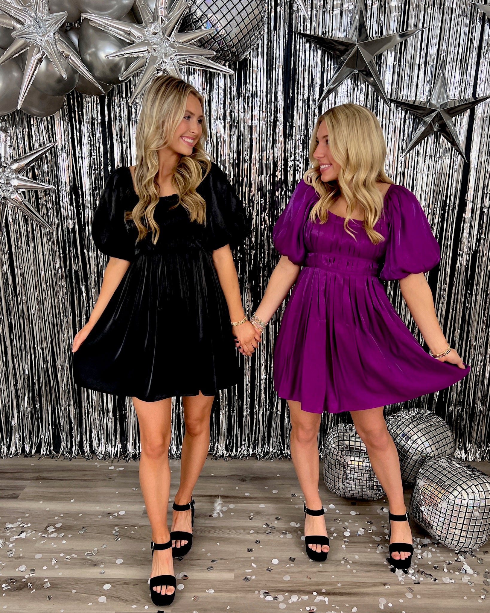 Full Of Stars Dark Berry Shiny Pleated Dress-Shop-Womens-Boutique-Clothing