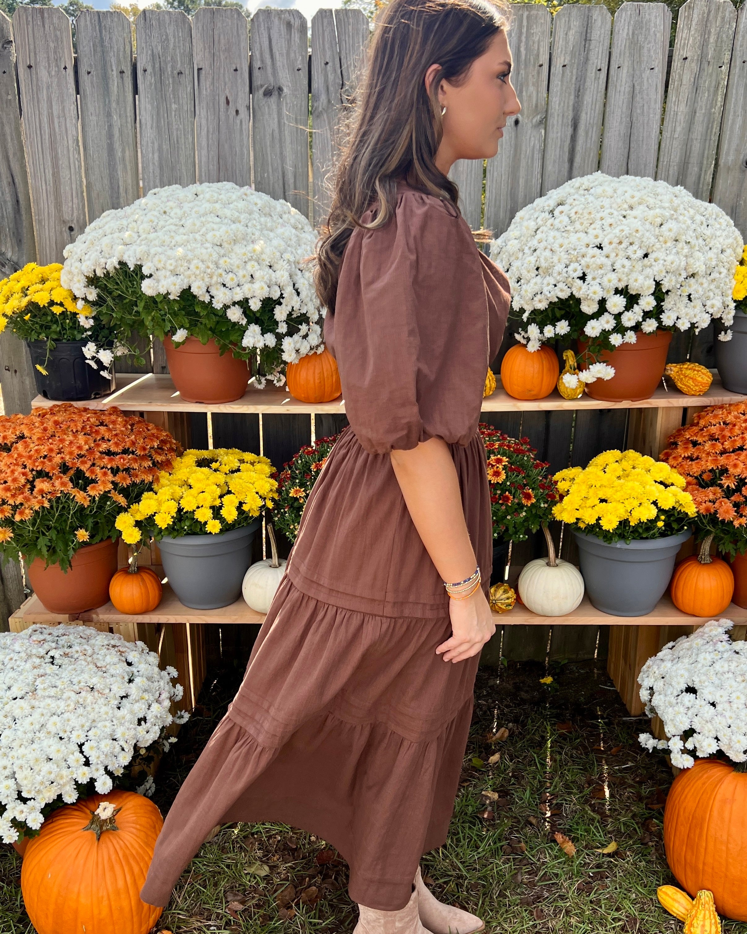 Complete Together Brown Smocked Maxi Dress-Shop-Womens-Boutique-Clothing