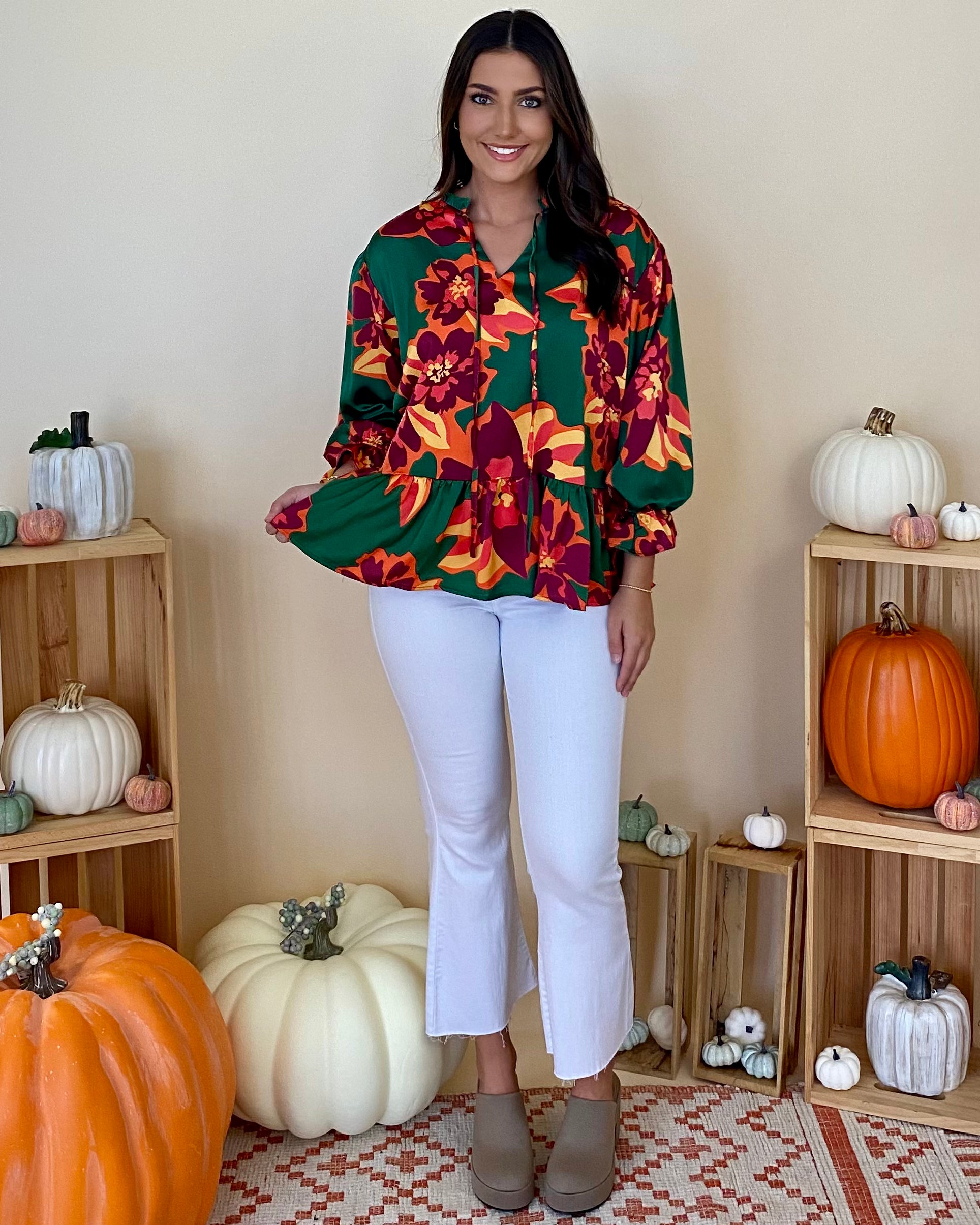 Long For Love Green Mix Floral Top-Shop-Womens-Boutique-Clothing