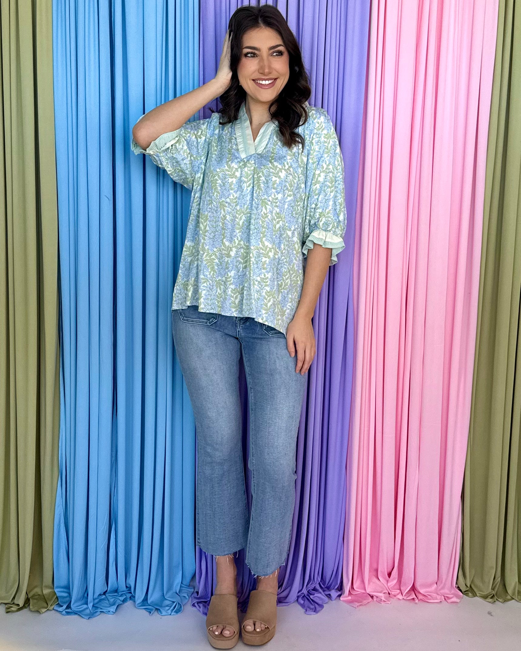 Made Of Dreams Sky Mix Spring Print Top-Shop-Womens-Boutique-Clothing