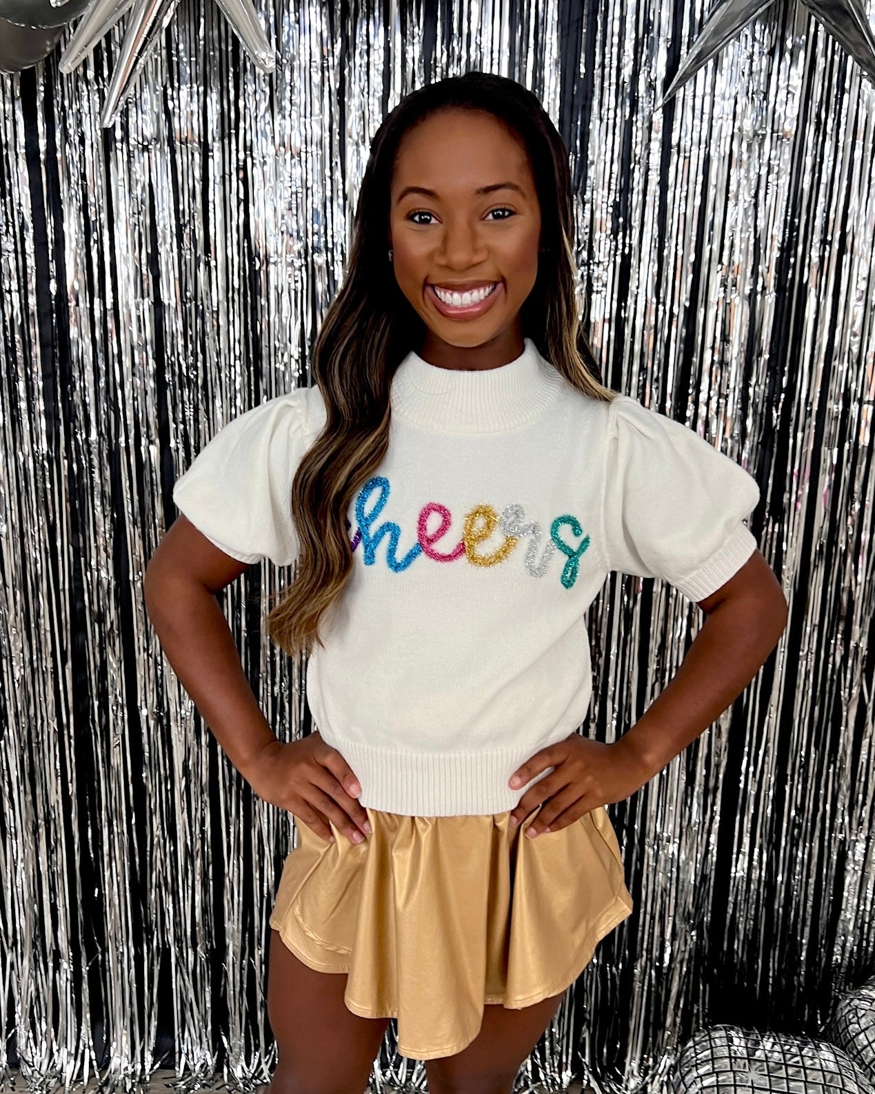 Sparkling Year White “Cheers” Embroidered Sweater-Shop-Womens-Boutique-Clothing