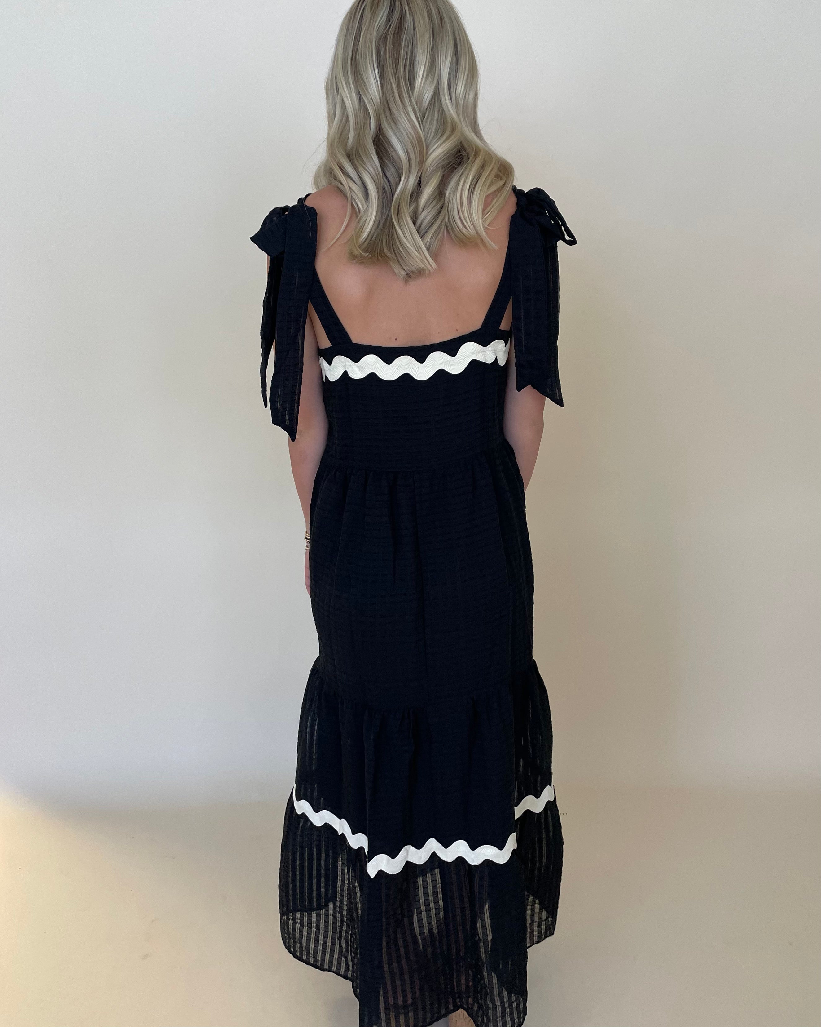 Do It All Black Ric Rac Midi Dress-Shop-Womens-Boutique-Clothing