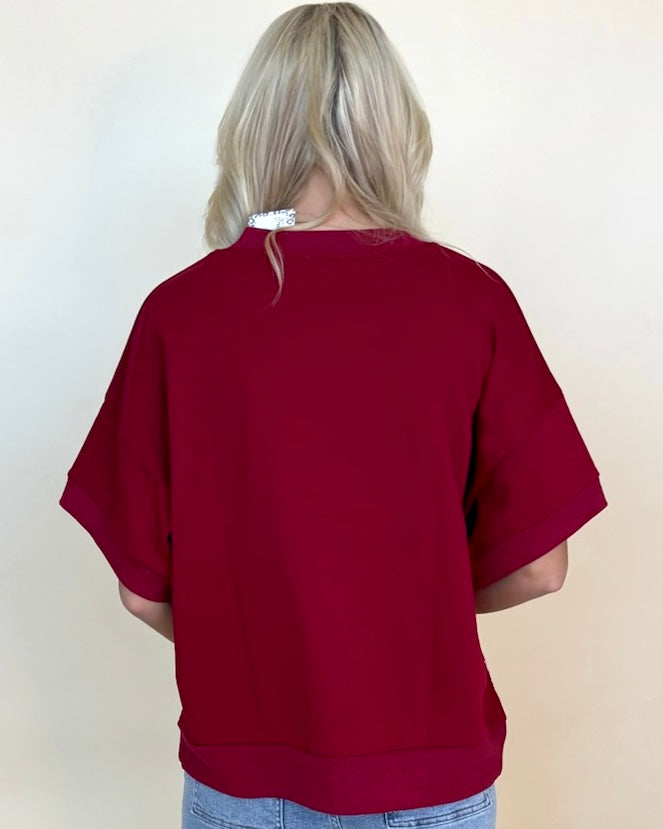 Gameday Dk Red ¨Alabama¨ Ribbed Sweatshirt-Shop-Womens-Boutique-Clothing