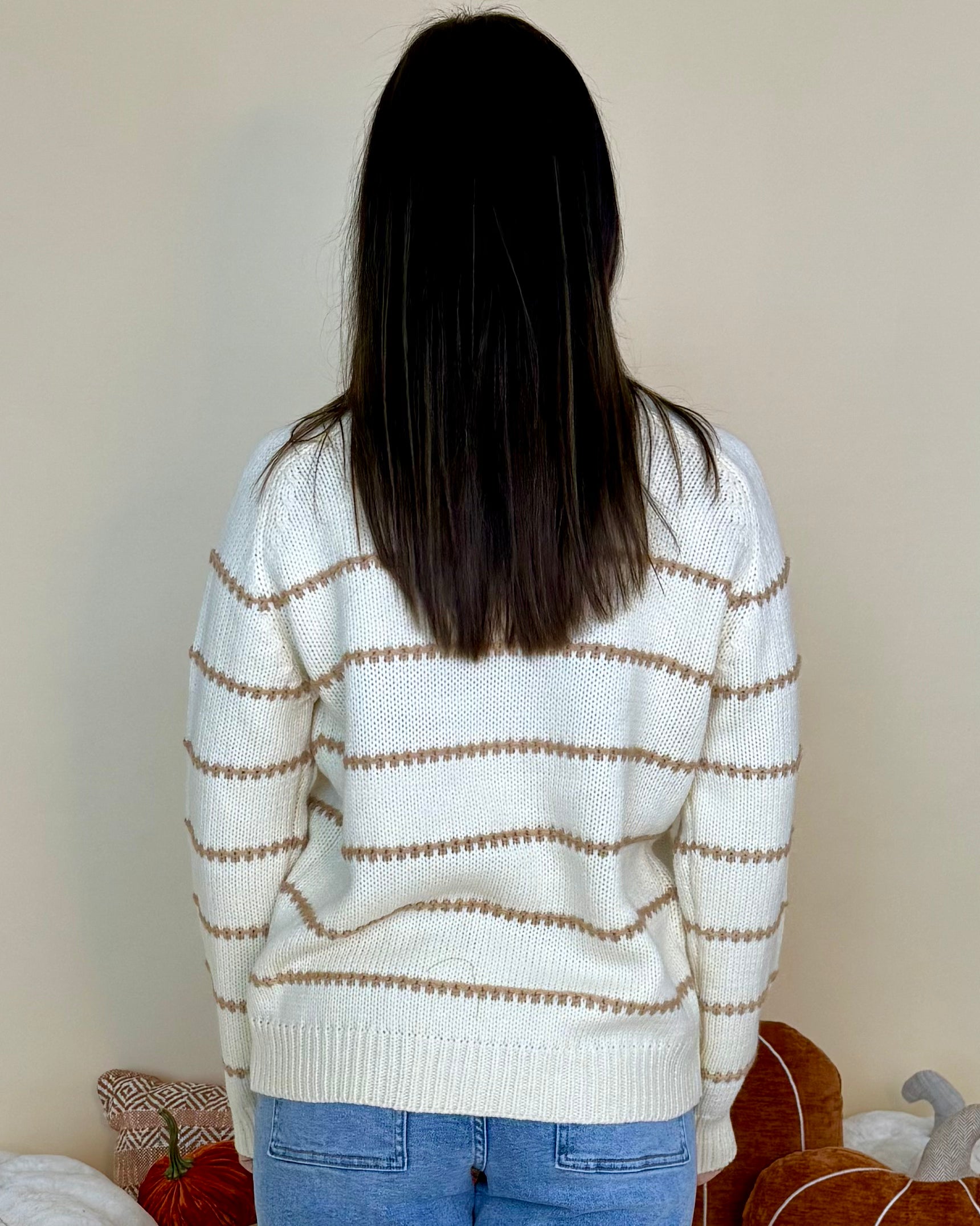 Still With You Ivory/Camel Striped Sweater-Shop-Womens-Boutique-Clothing