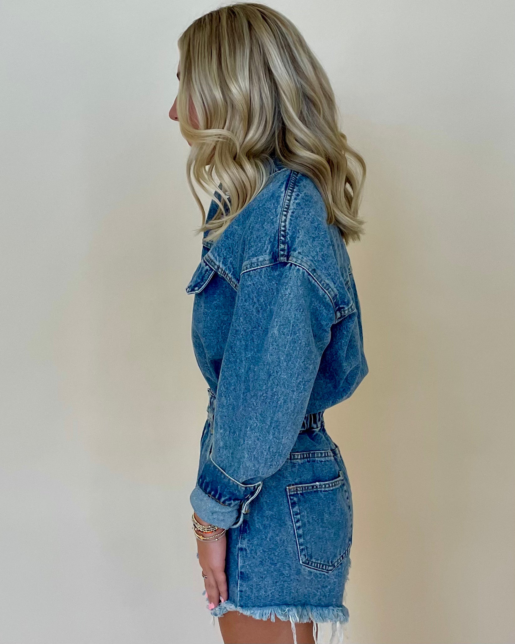 Just A Win Vintage Blue Denim Romper-Shop-Womens-Boutique-Clothing