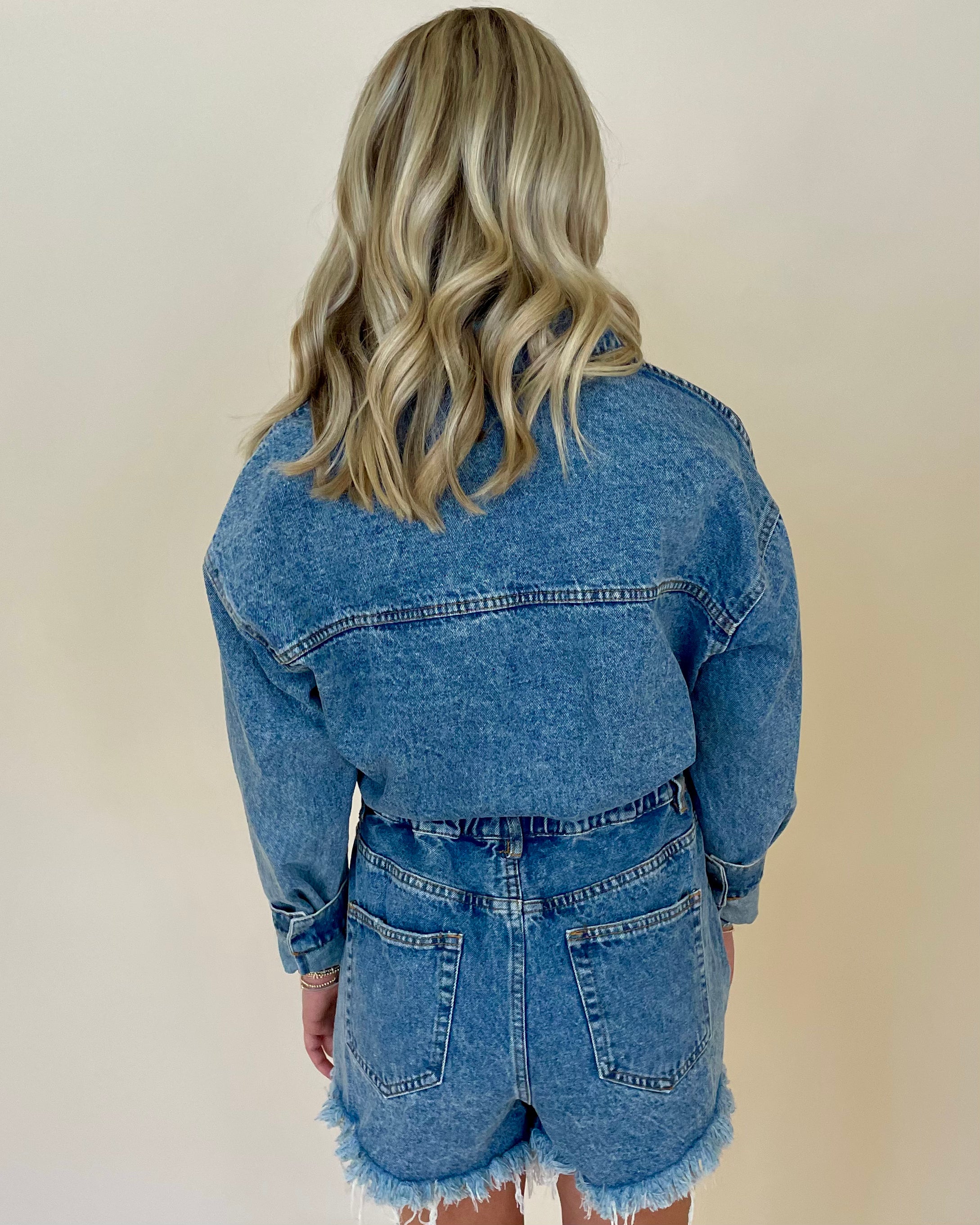 Just A Win Vintage Blue Denim Romper-Shop-Womens-Boutique-Clothing