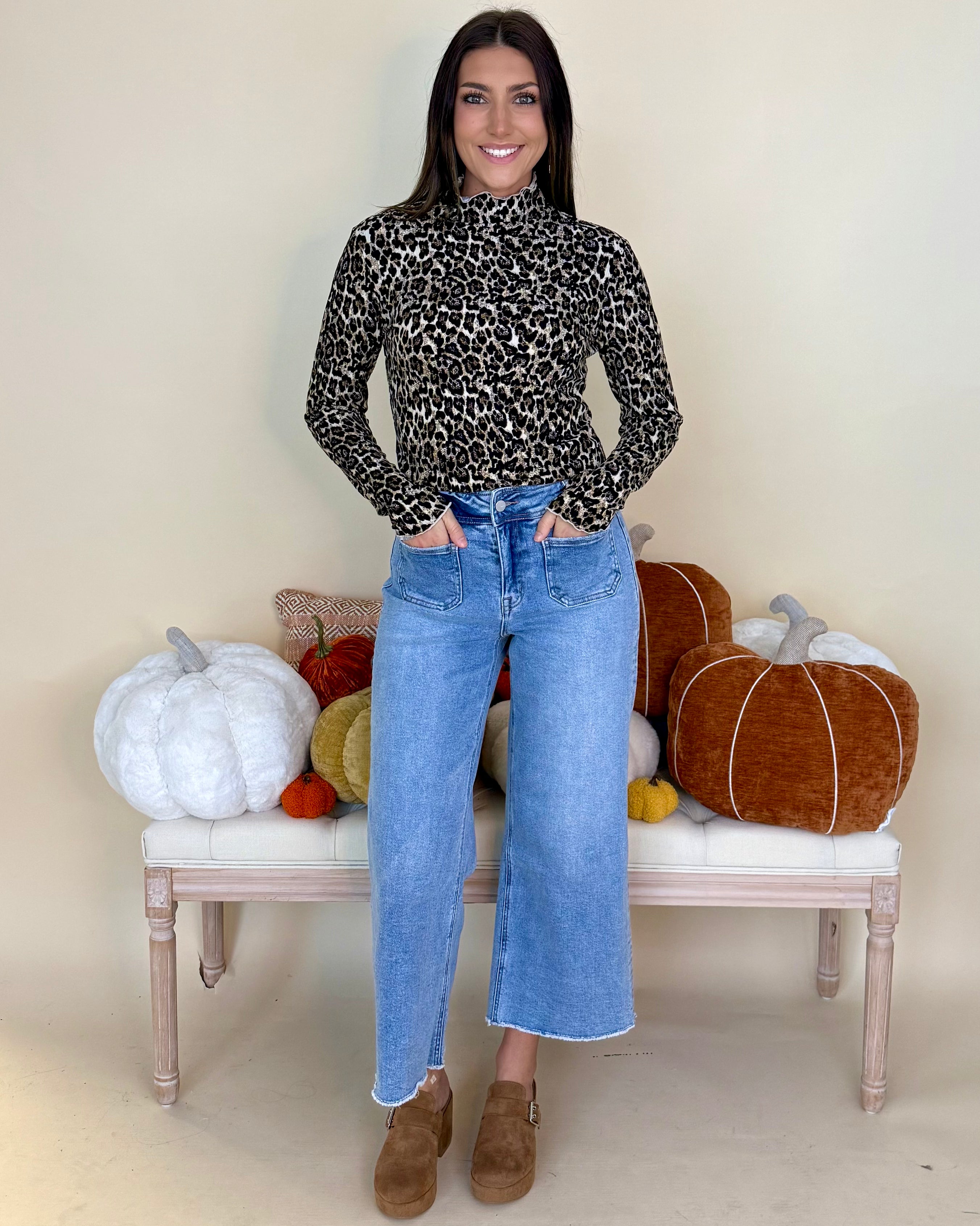 Made You Look Camel Leopard Turtleneck Top-Shop-Womens-Boutique-Clothing