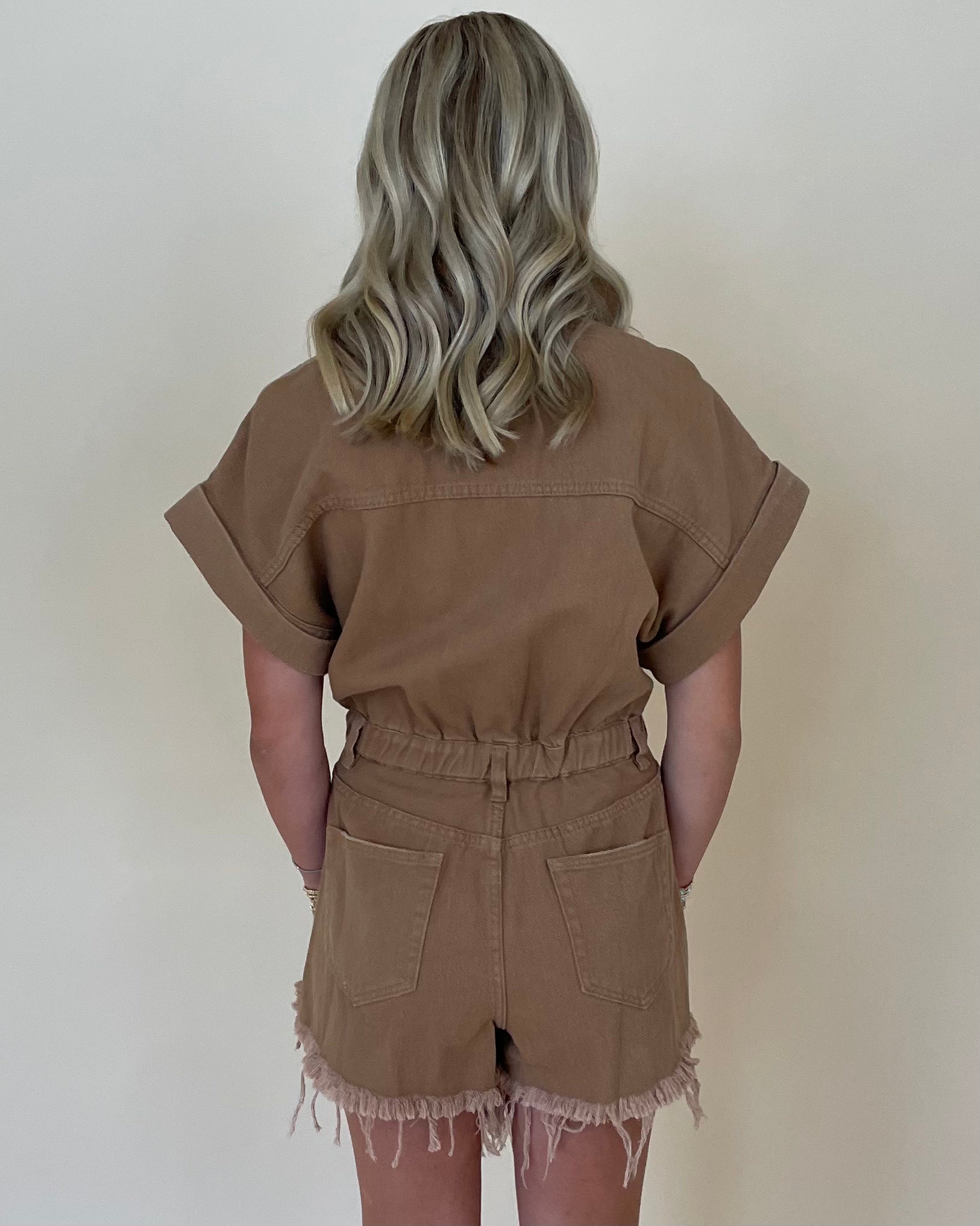 Way Around Cafe Latte Denim Romper-Shop-Womens-Boutique-Clothing