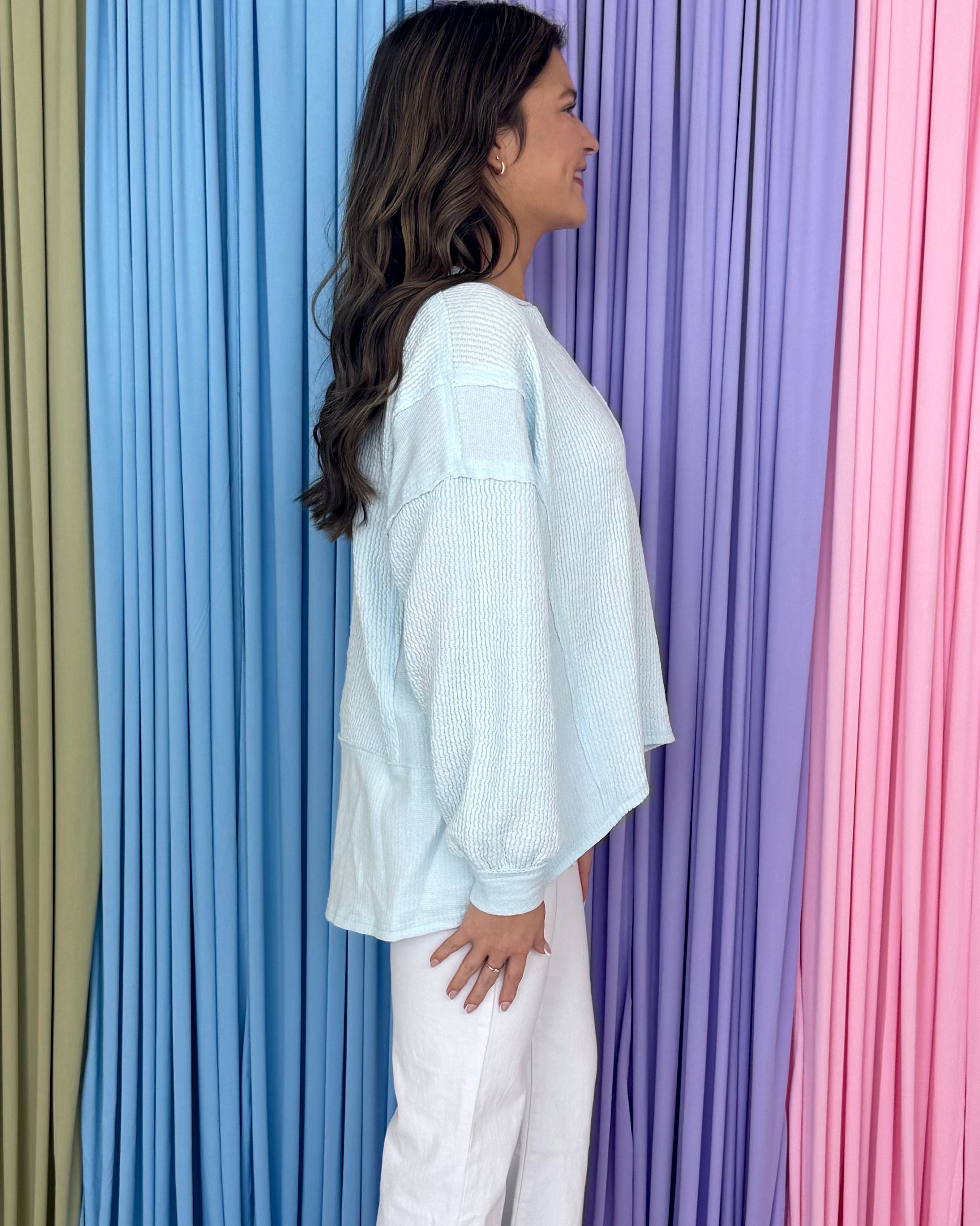 Summer Sailing Baby Blue Ribbed Top-Shop-Womens-Boutique-Clothing