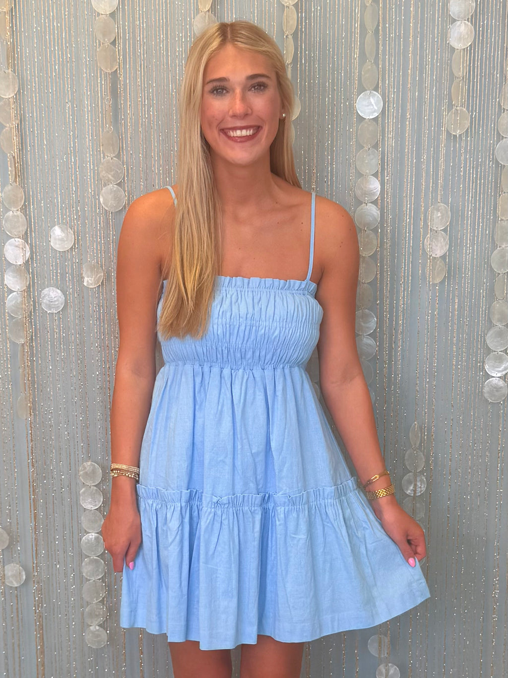 Storybook Baby Blue Spaghetti Strap Dress Large