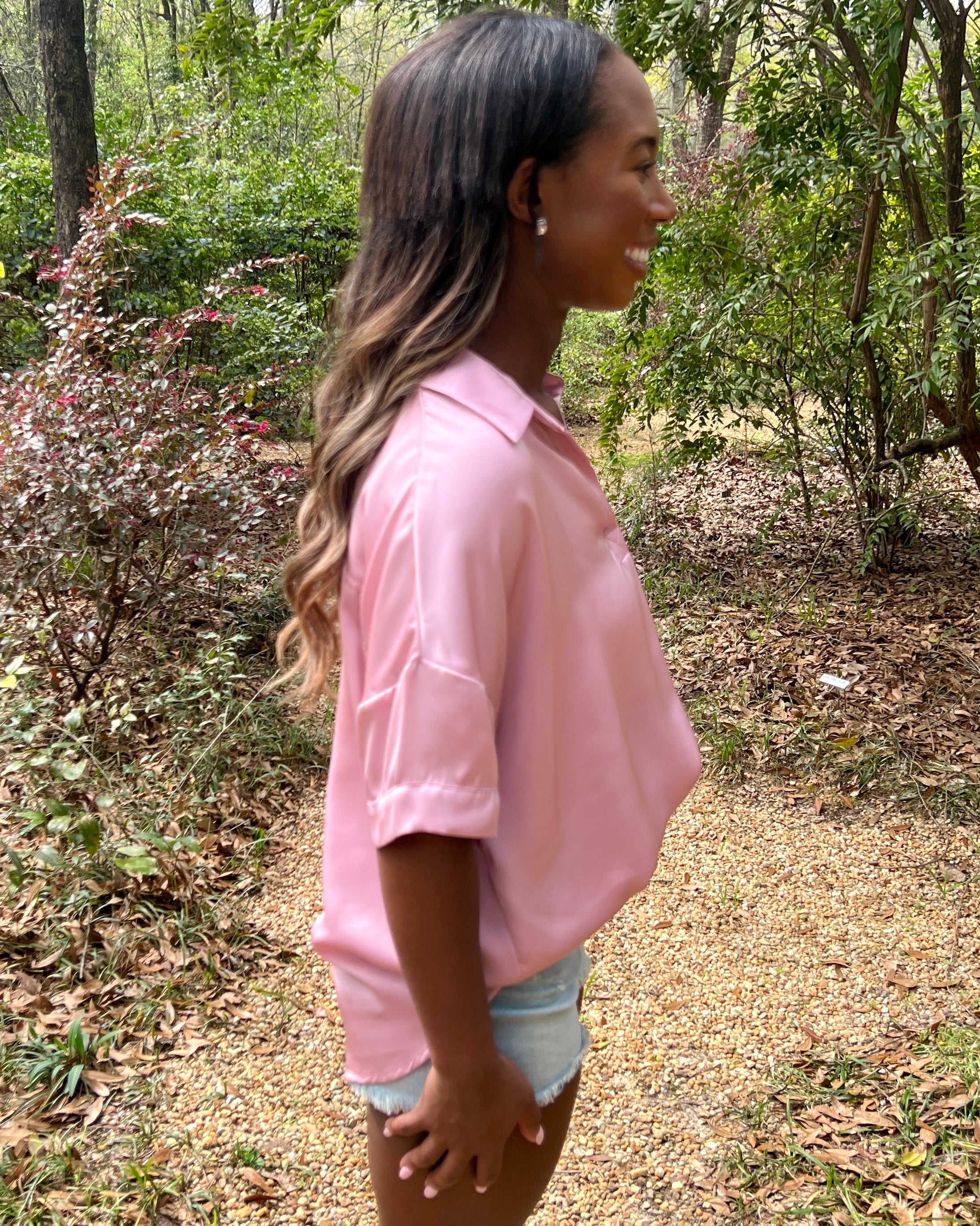 Still Night Pink Satin Collared Top-Shop-Womens-Boutique-Clothing