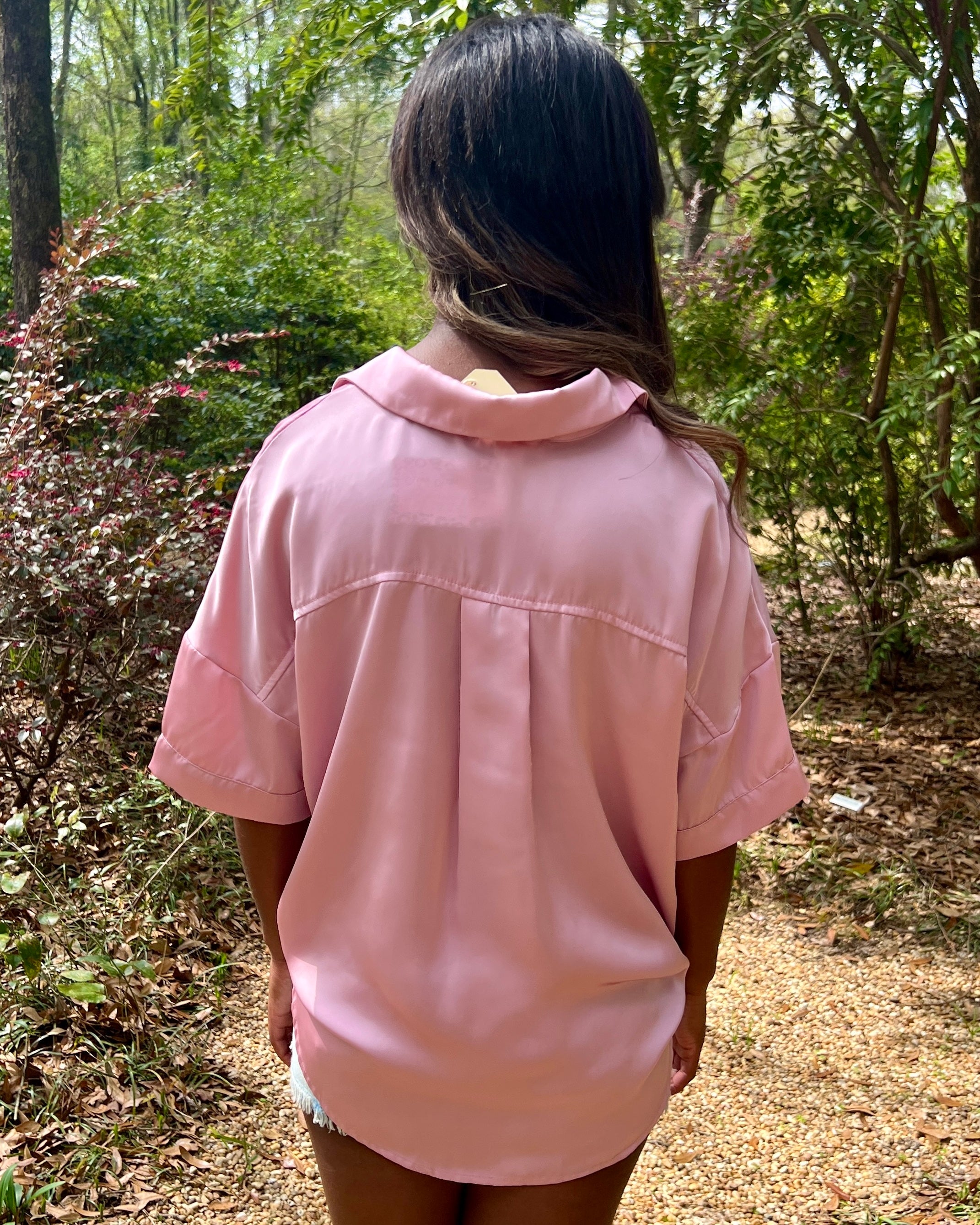 Still Night Pink Satin Collared Top-Shop-Womens-Boutique-Clothing