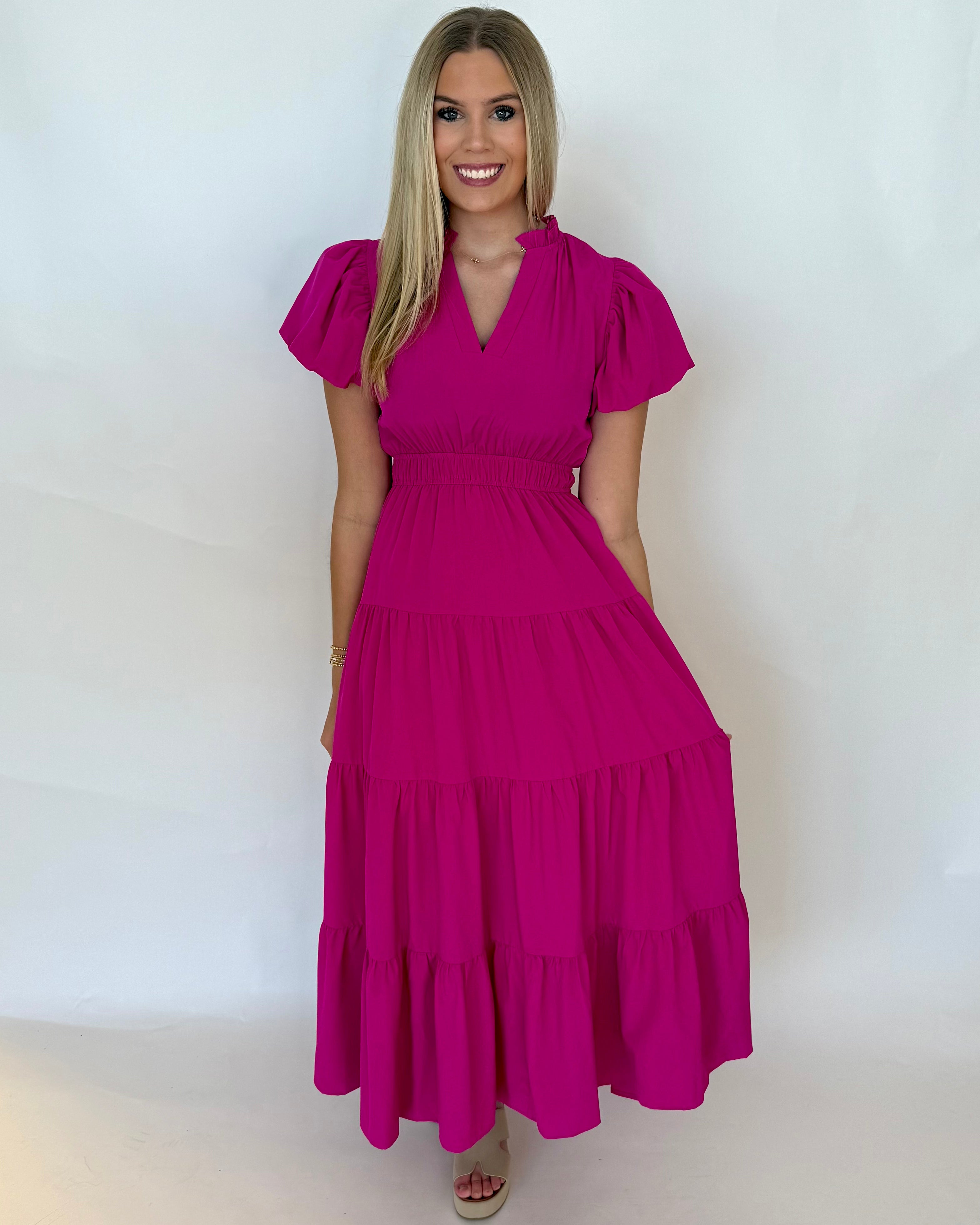 Live Your Life Magenta Tiered Dress-Shop-Womens-Boutique-Clothing