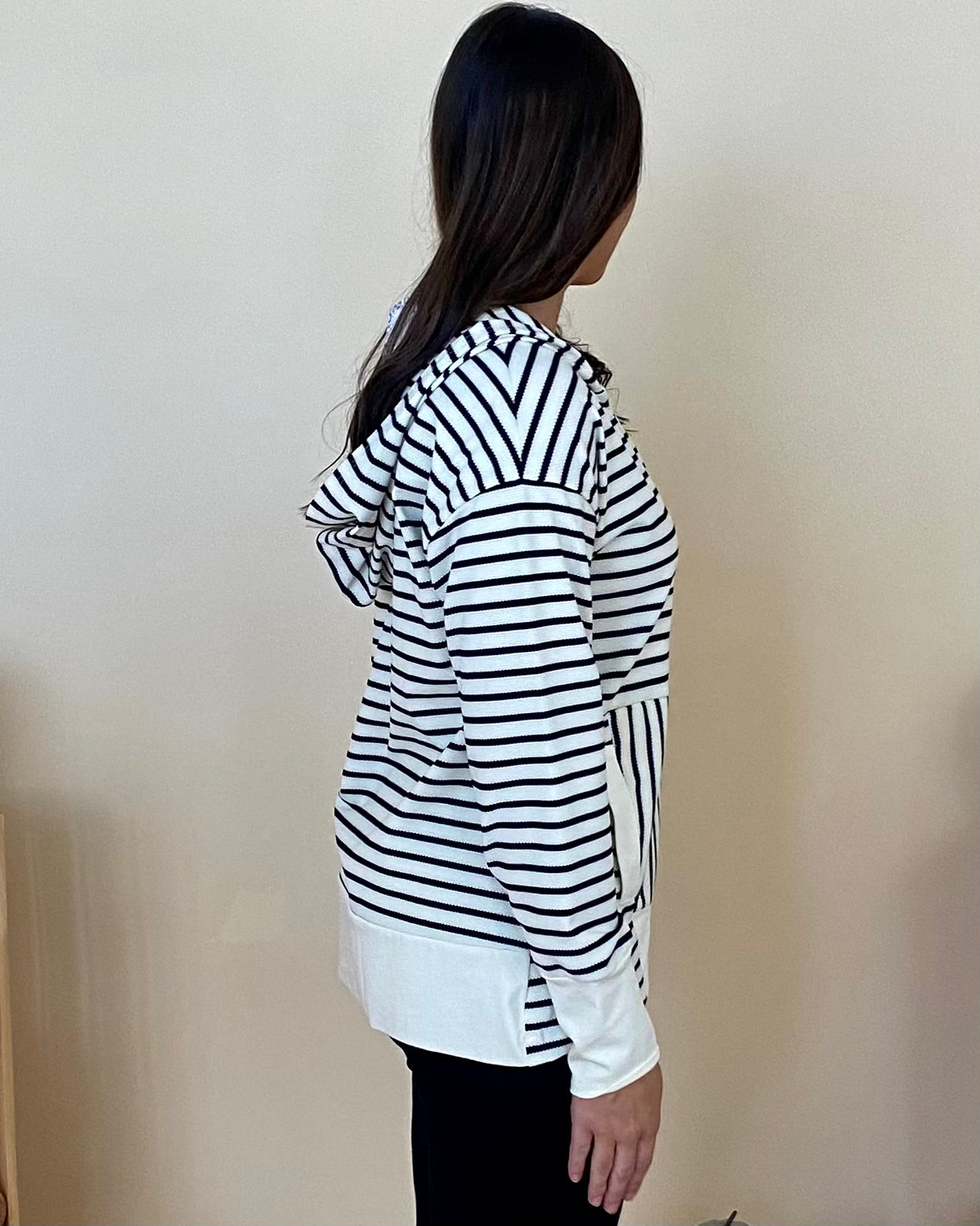 In The Mix Ivory Striped Hoodie-Shop-Womens-Boutique-Clothing