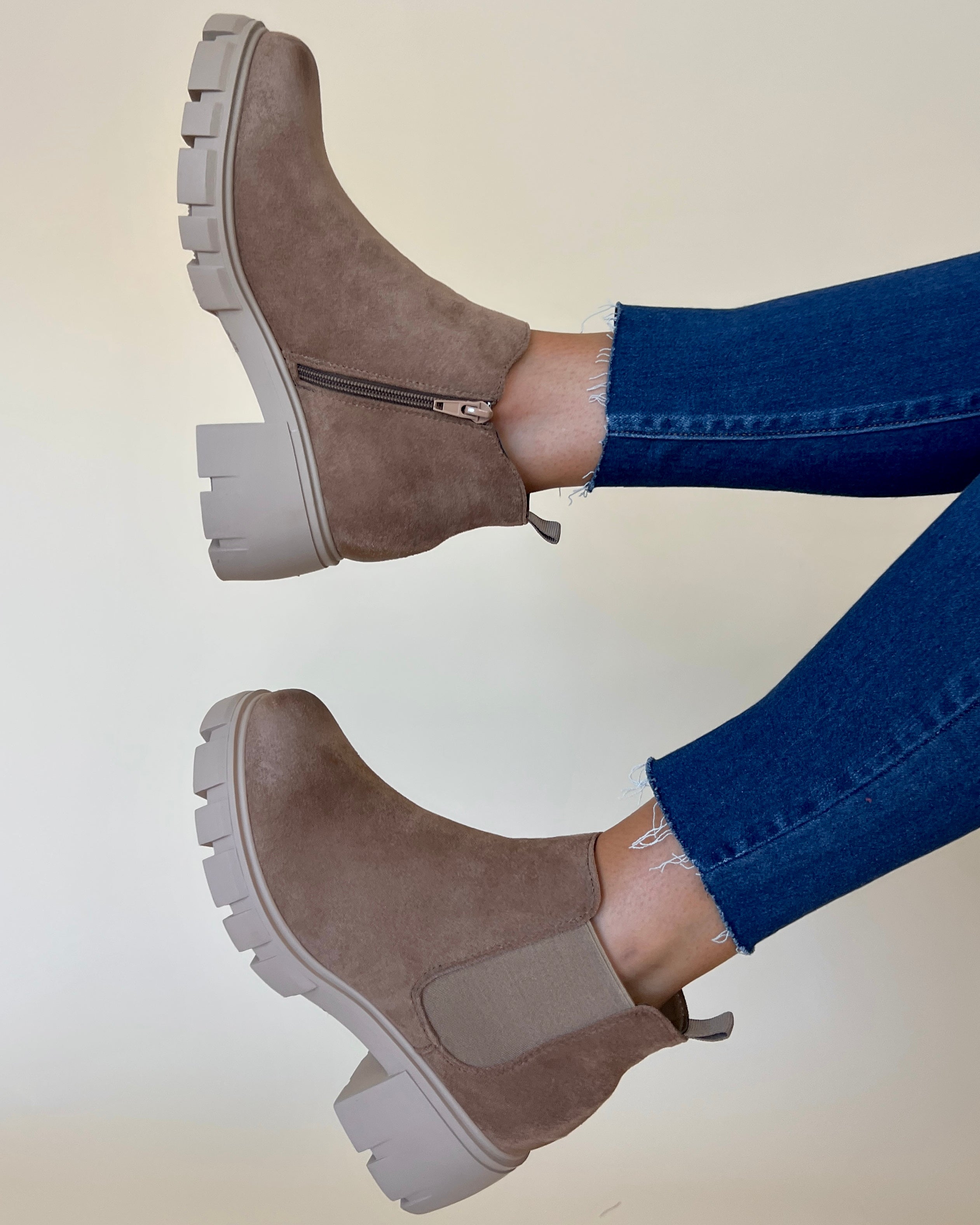 Tracy Taupe Suede Platform Sole Boots-Shop-Womens-Boutique-Clothing