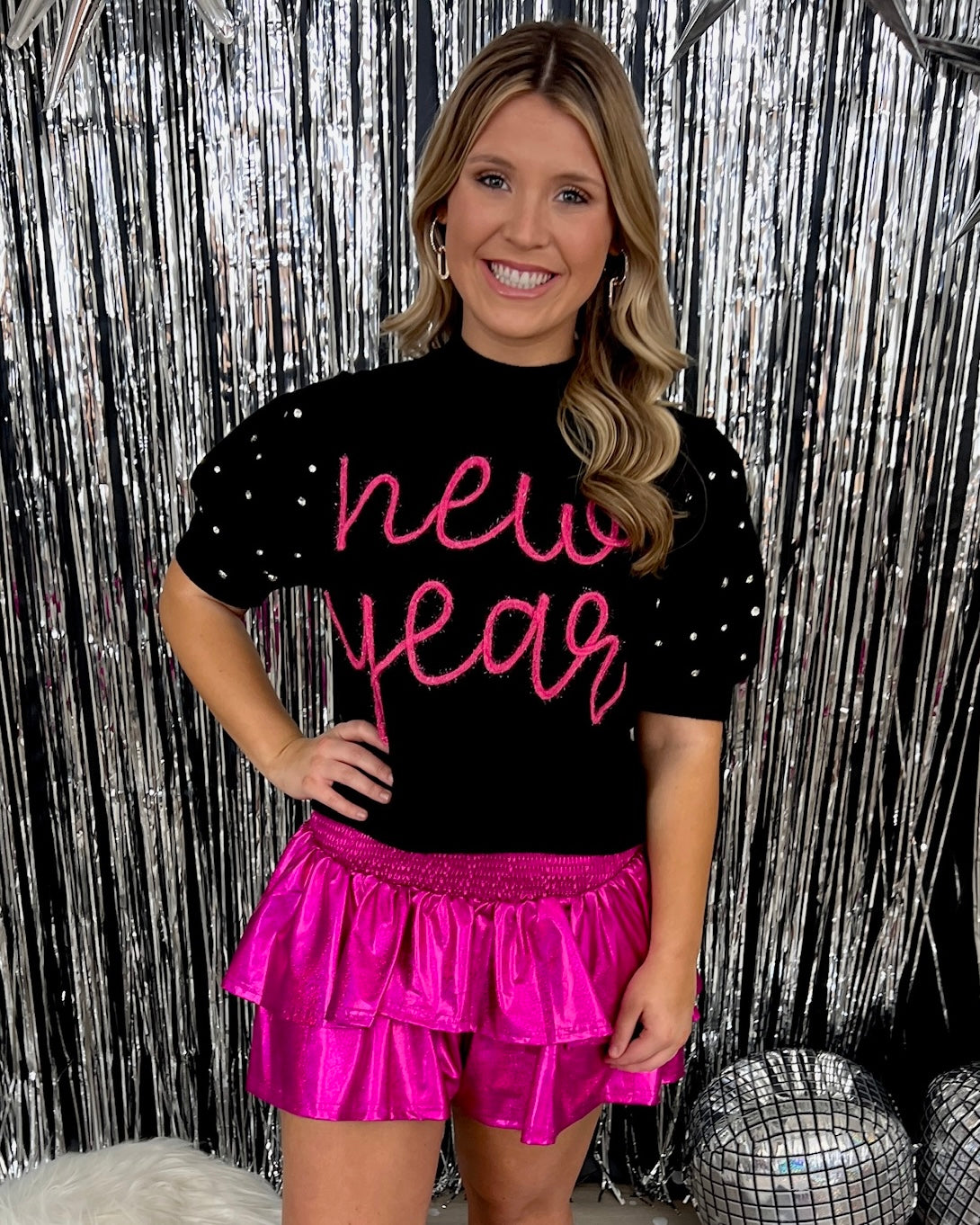 Midnight Spark Black “New Year” Embroidered Sweater-Shop-Womens-Boutique-Clothing