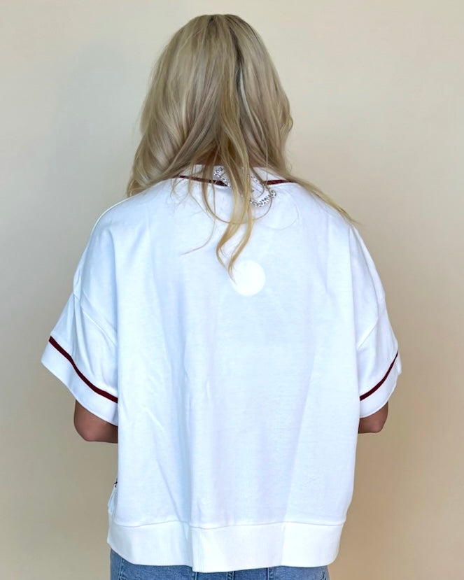 Gameday White Dk Red A Stitch Sweater-Shop-Womens-Boutique-Clothing