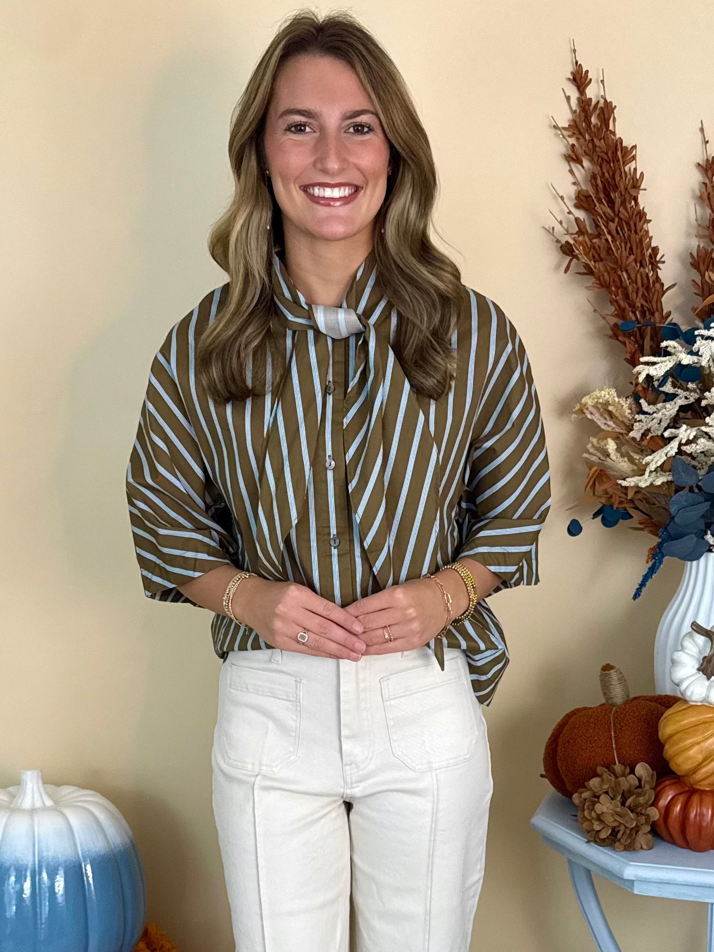 For Keeps Mocha Striped Front Tie Top-Shop-Womens-Boutique-Clothing