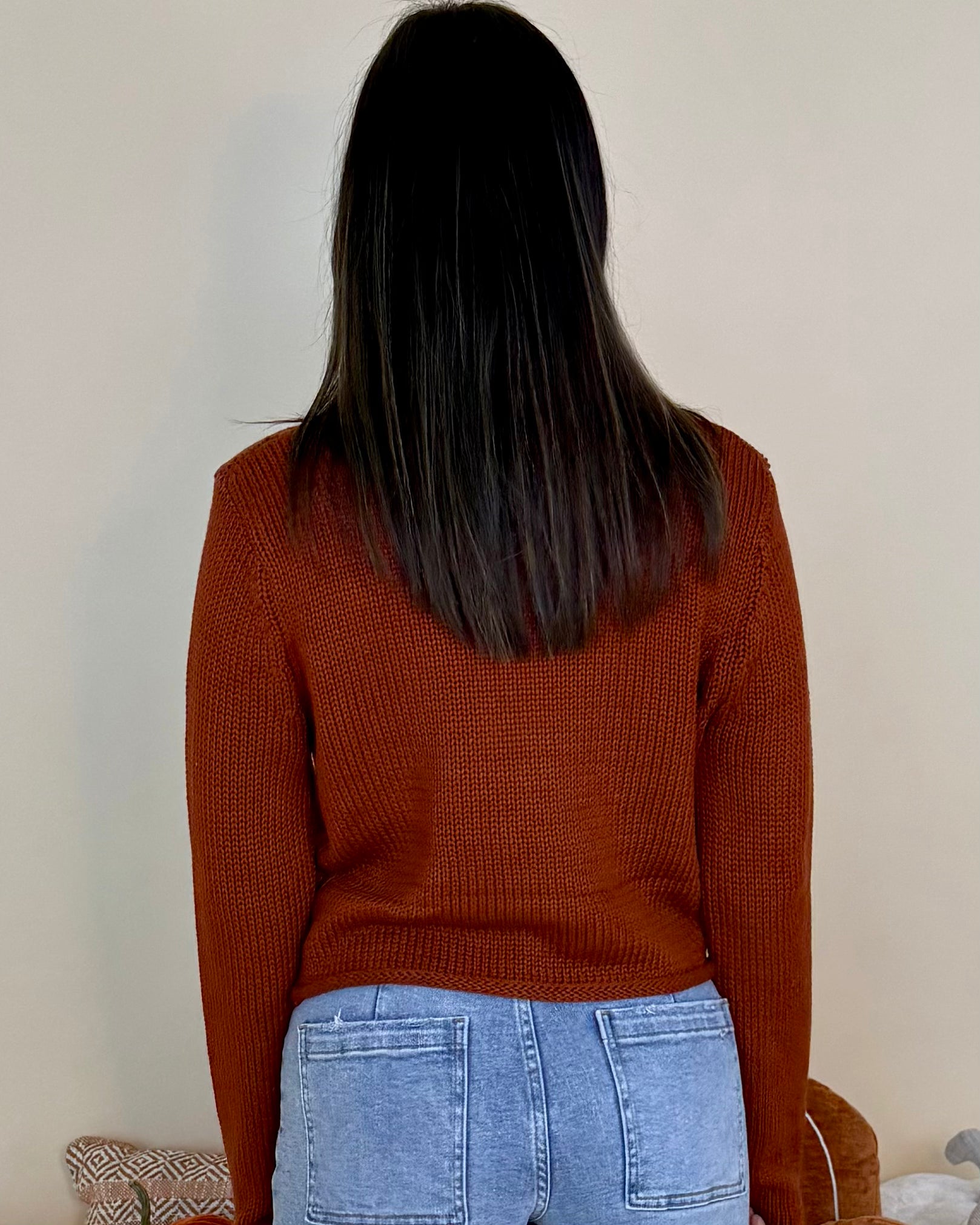 Better Than You Know Rust Rolled Sweater-Shop-Womens-Boutique-Clothing