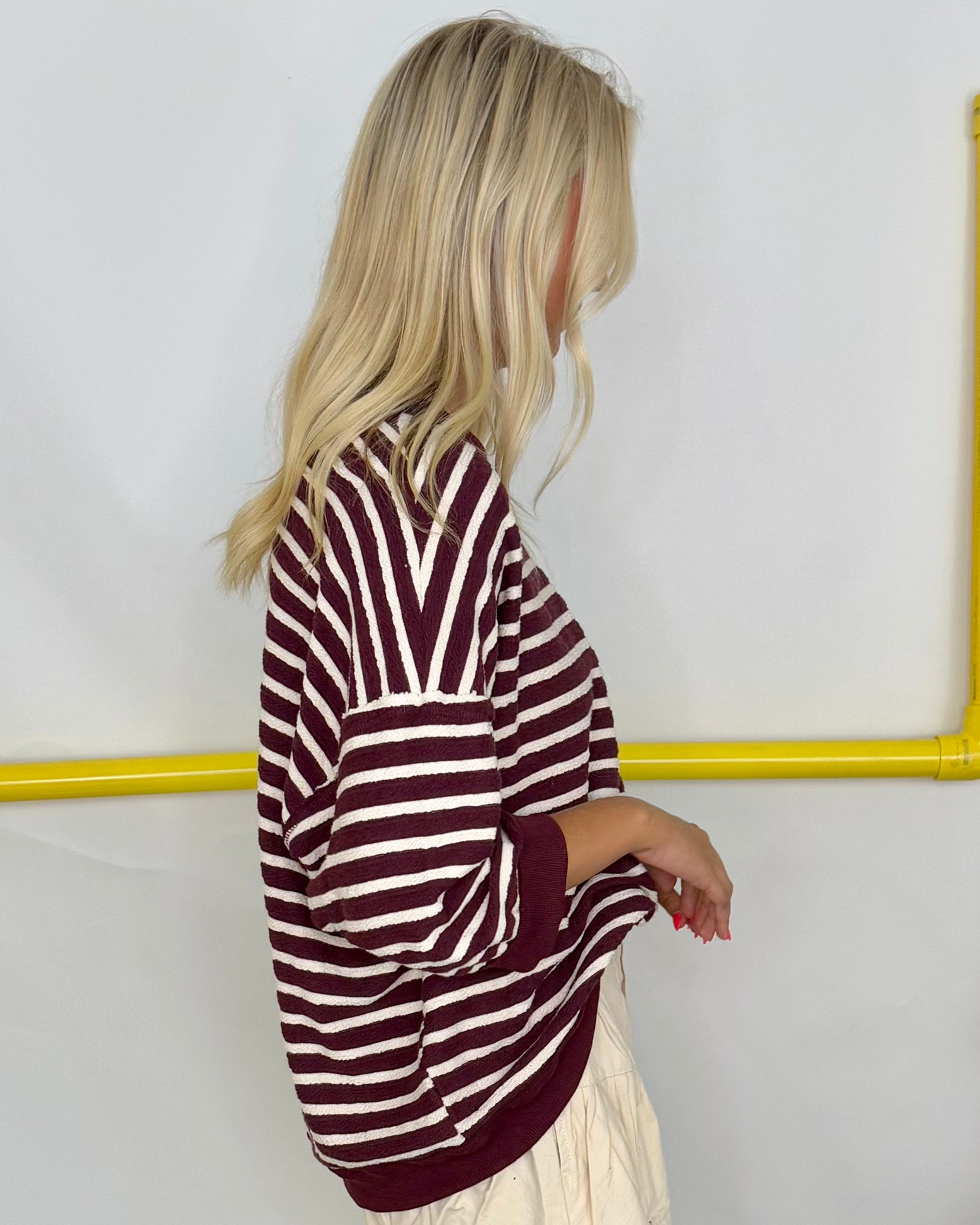 Can't Miss Wine Striped Textured Top-Shop-Womens-Boutique-Clothing