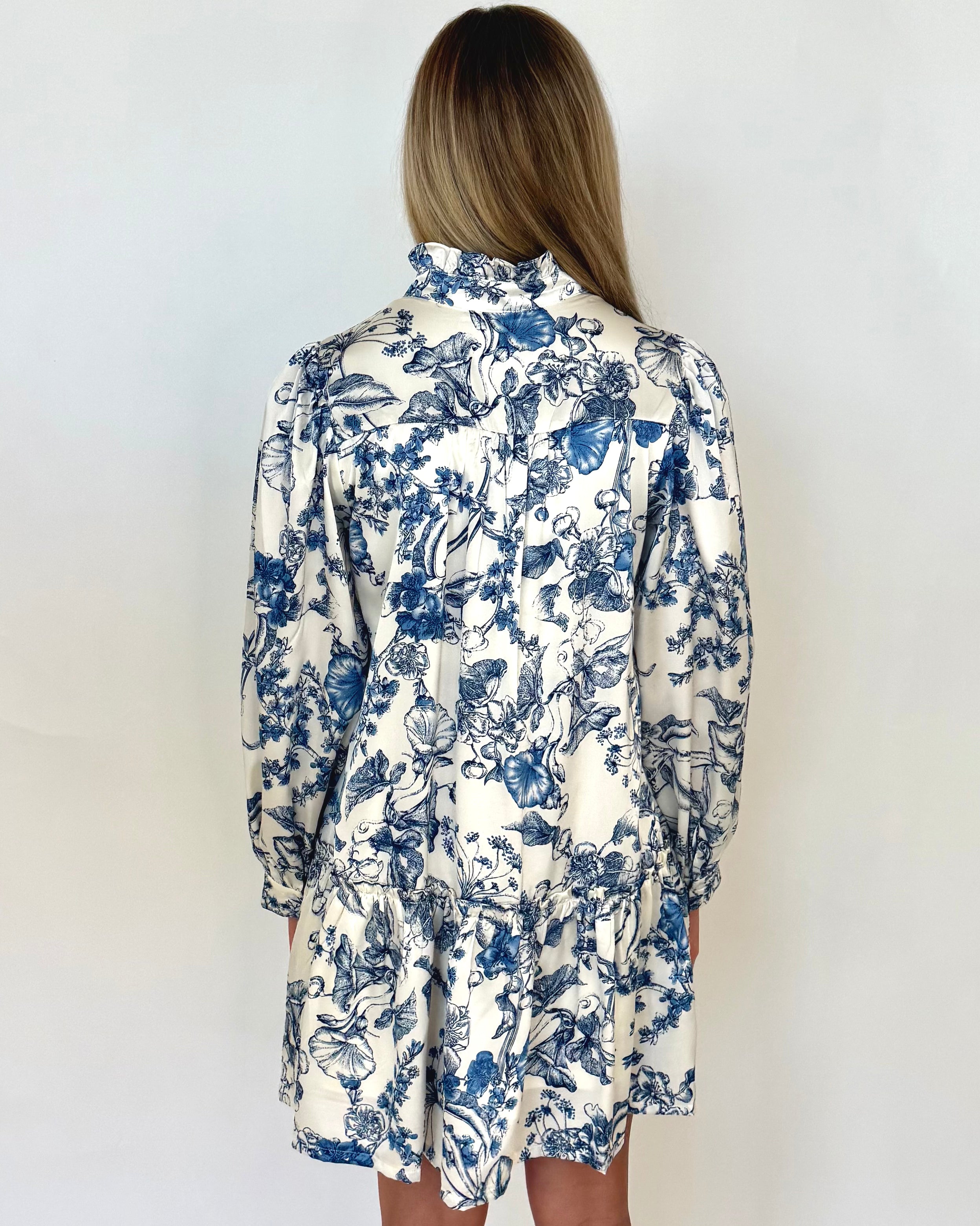 Upstate Dark Blue Floral Dress-Shop-Womens-Boutique-Clothing