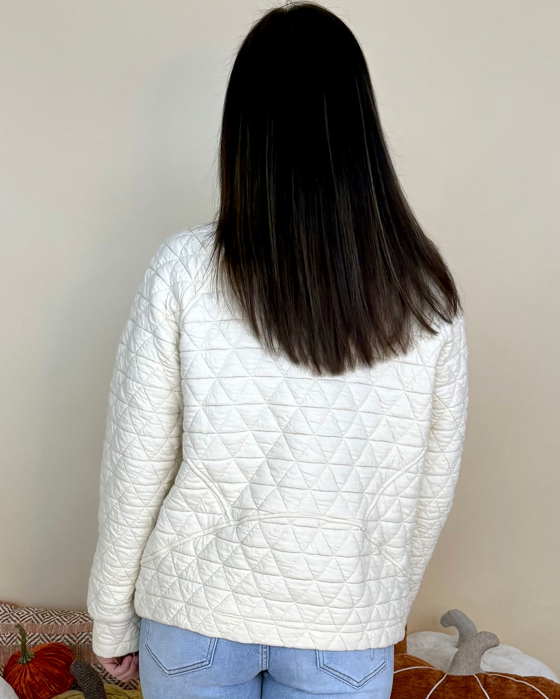 On Another Note Cream Zip Quilted Sweatshirt-Shop-Womens-Boutique-Clothing