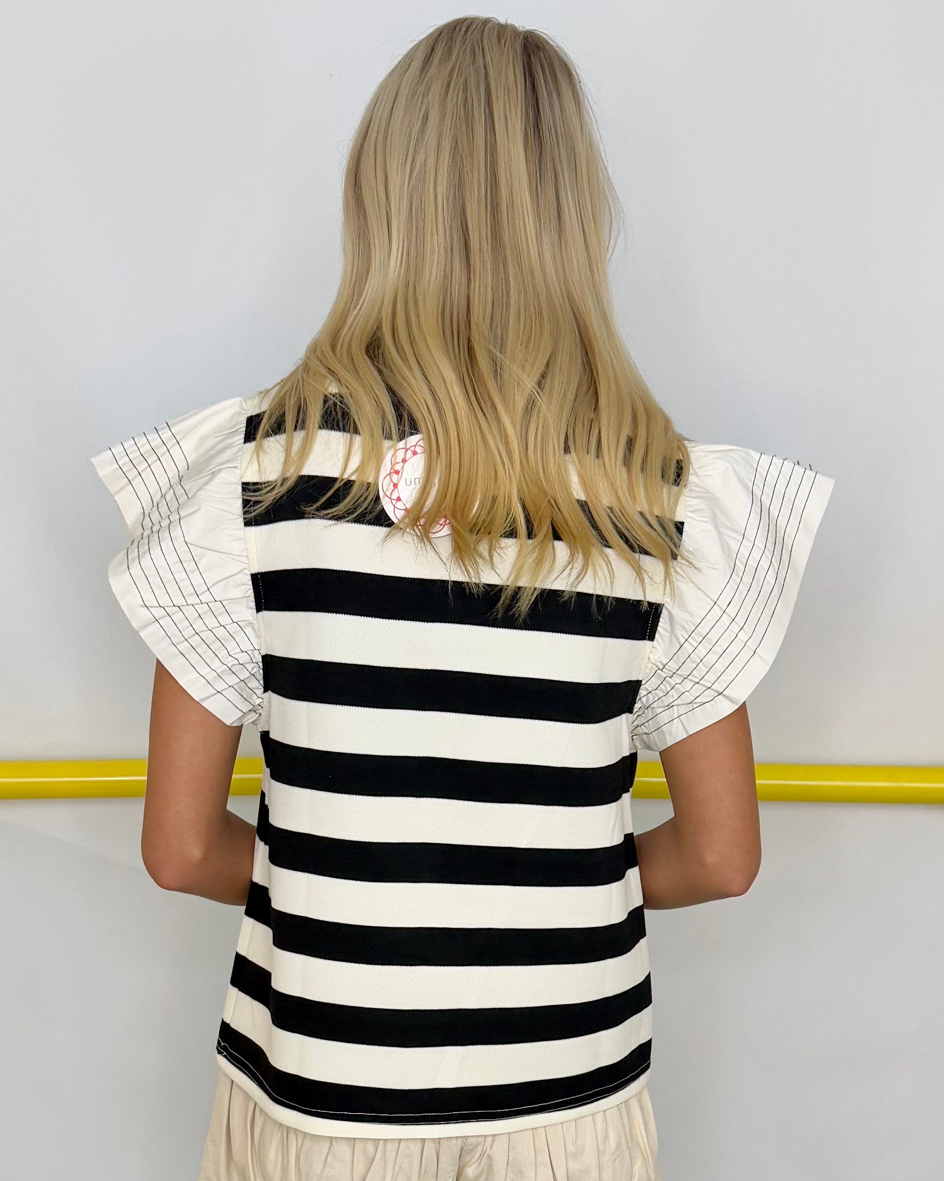 Planning Ahead Black Striped Ruffle Top-Shop-Womens-Boutique-Clothing