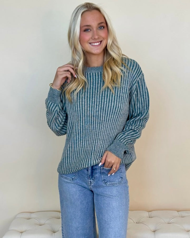 Capture This Teal Two-tone Sweater-Shop-Womens-Boutique-Clothing