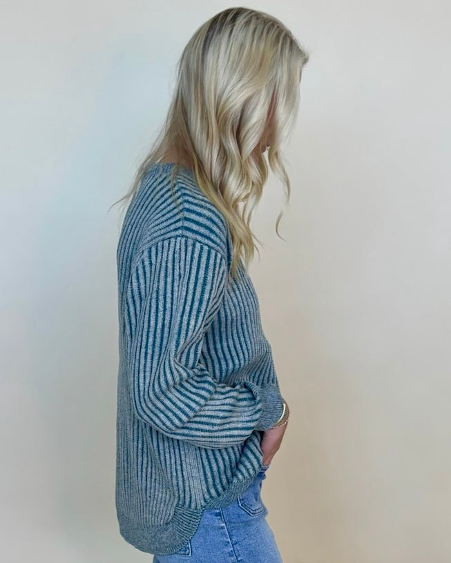 Capture This Teal Two-tone Sweater-Shop-Womens-Boutique-Clothing