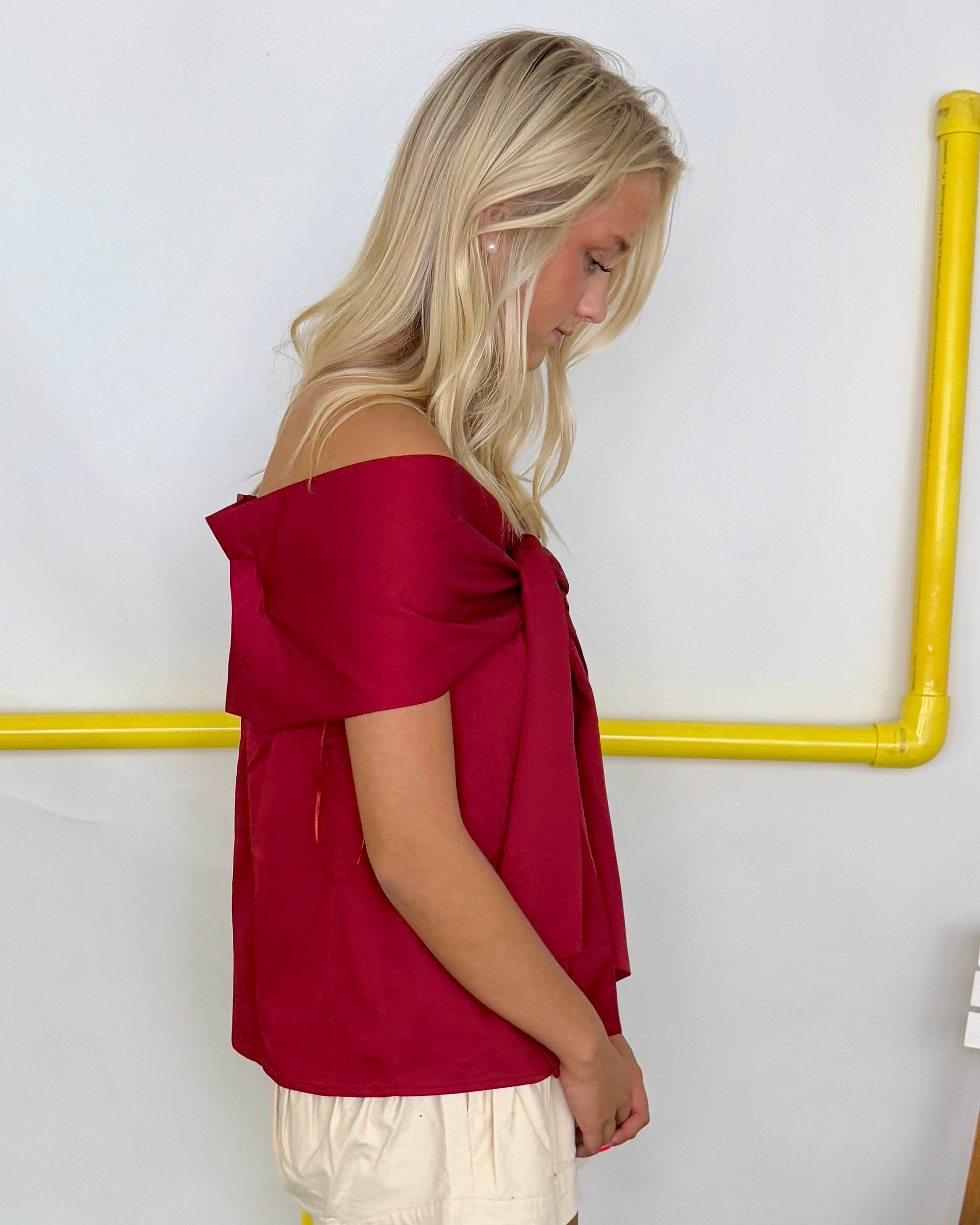 Tell Your Story Crimson Bow Strapless Top-Shop-Womens-Boutique-Clothing