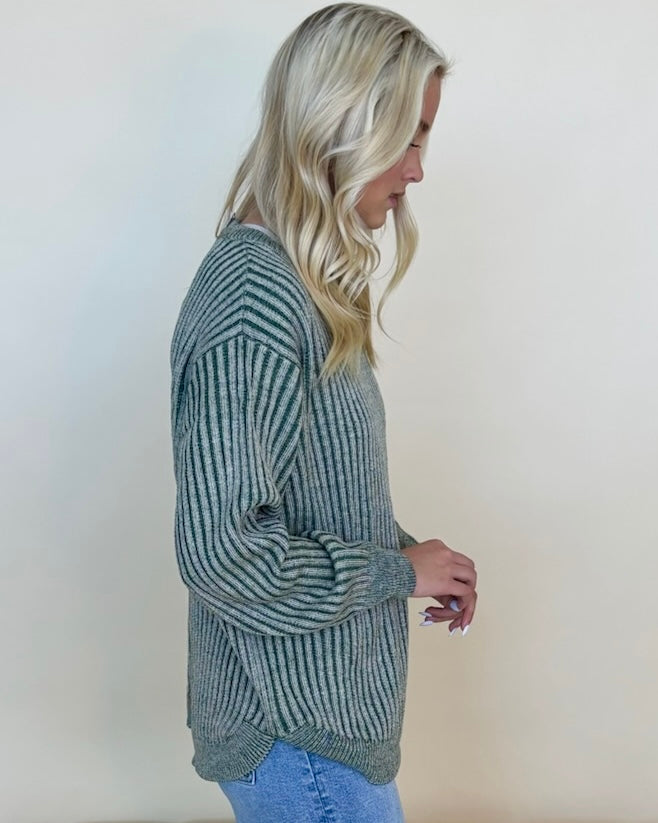 Capture This Dk Green Two Tone Sweater-Shop-Womens-Boutique-Clothing