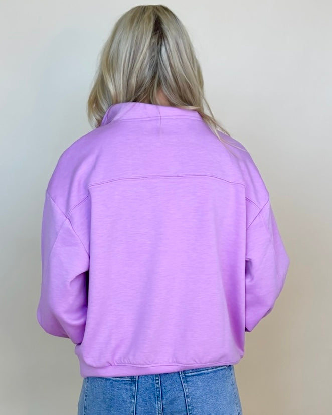 Wear Easy Mauve Half Zip Sweatshirt-Shop-Womens-Boutique-Clothing