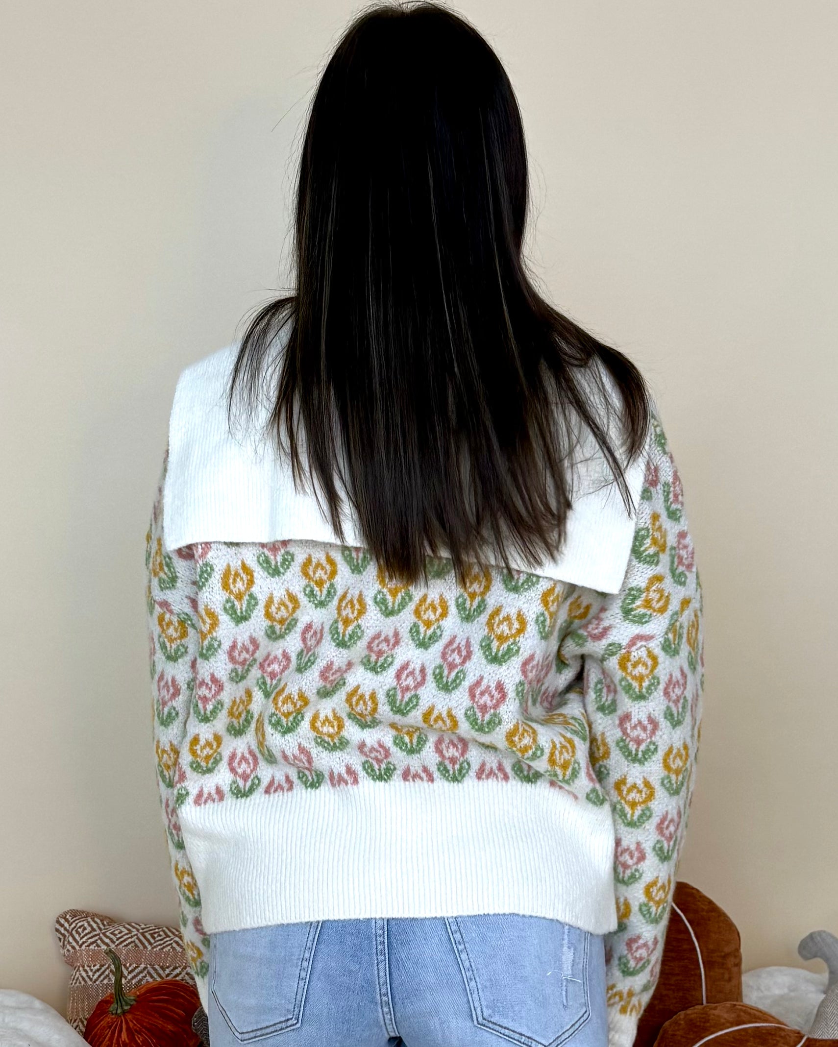 Cozy Season Ivory Floral Sailor Collar Sweater-Shop-Womens-Boutique-Clothing