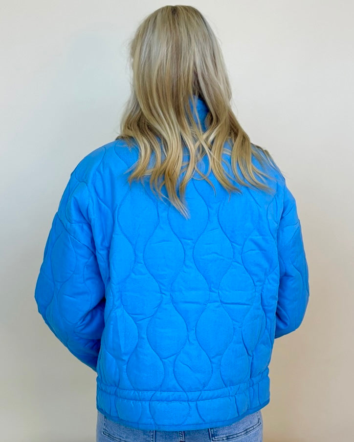 Crisp Air Ocean Blue Quilted Jacket-Shop-Womens-Boutique-Clothing