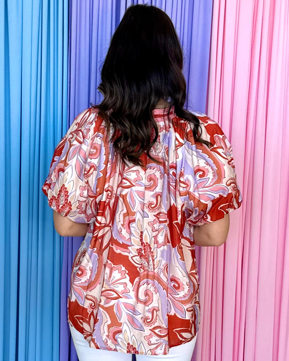 Feels Right Red Mix Boho Floral Top-Shop-Womens-Boutique-Clothing