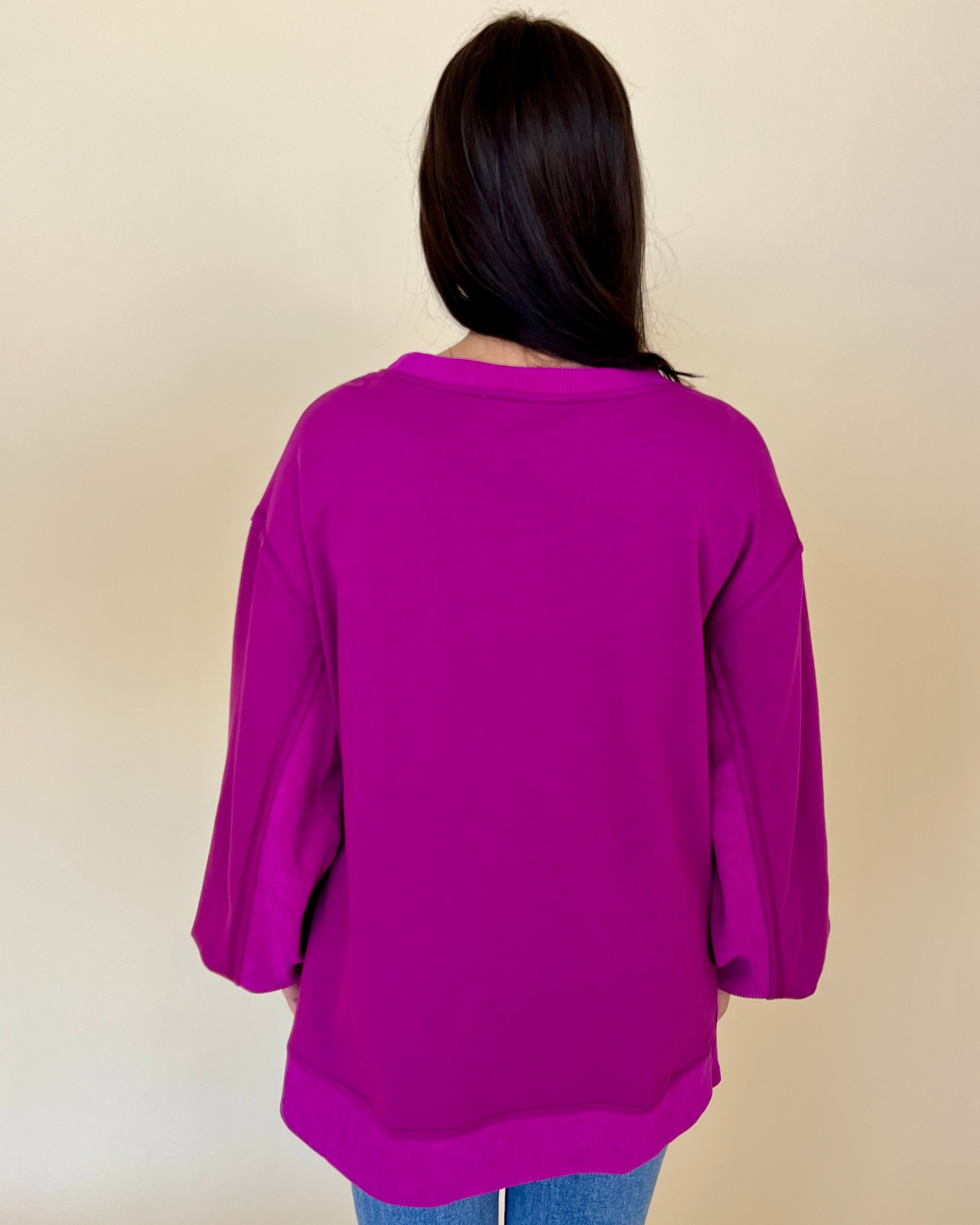 Found Love At Last Plum French Terry Ribbed Top-Shop-Womens-Boutique-Clothing