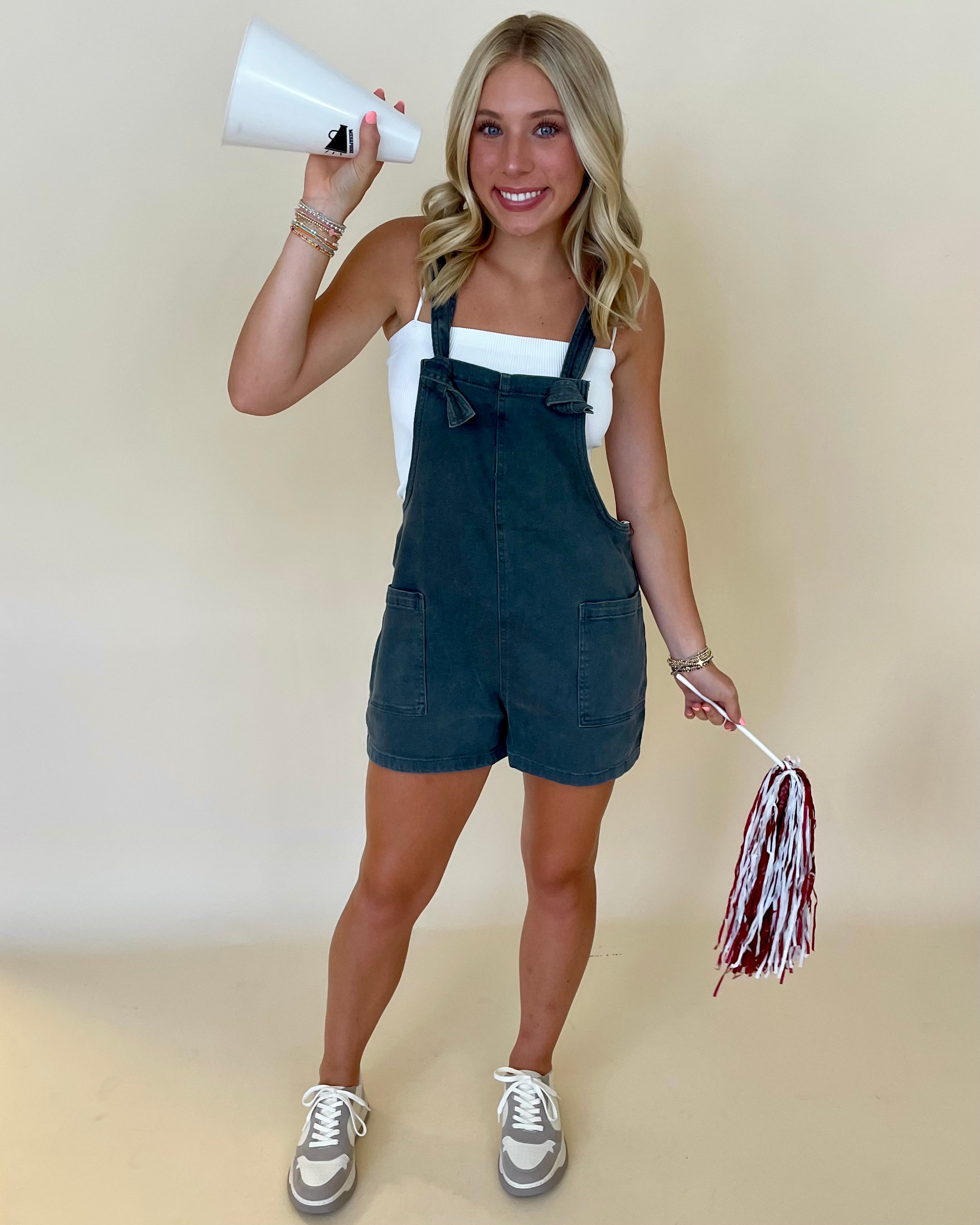 Gameday Icon Ash Black Washed Romper-Shop-Womens-Boutique-Clothing