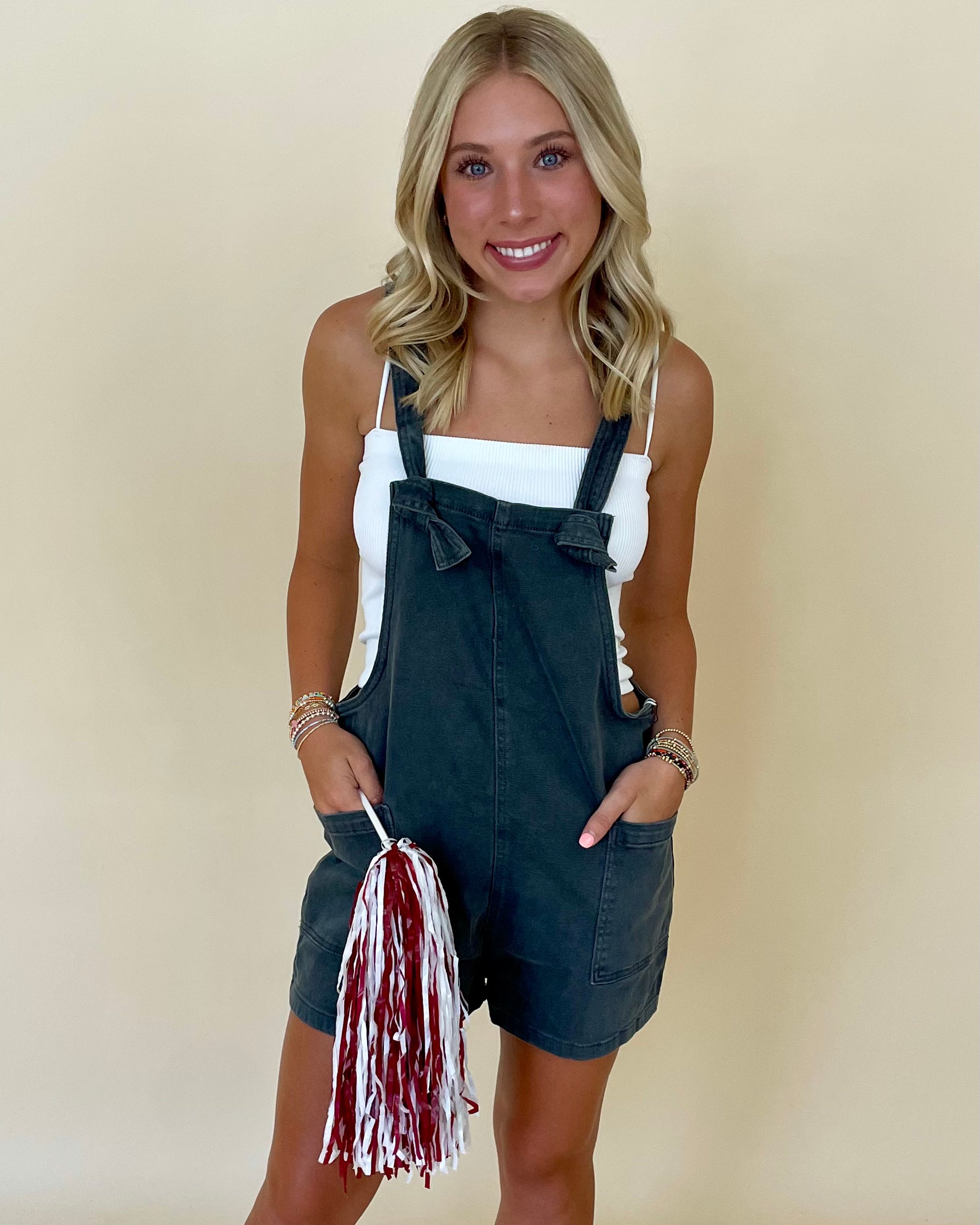 Gameday Icon Ash Black Washed Romper-Shop-Womens-Boutique-Clothing