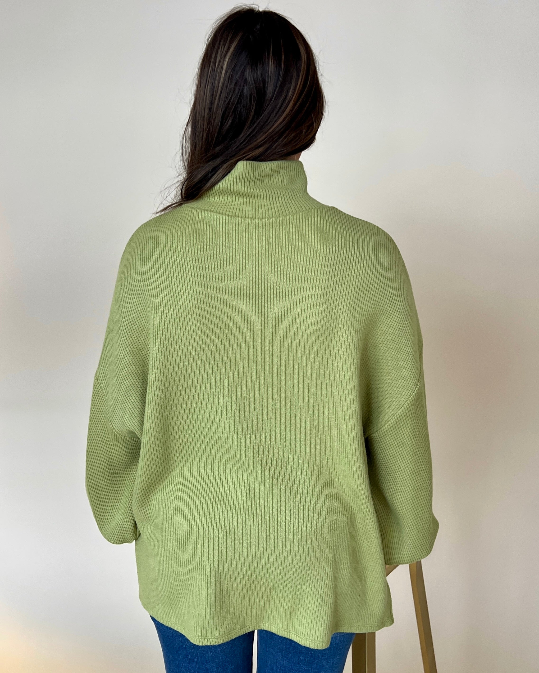 Green oversized turtleneck sweater best sale