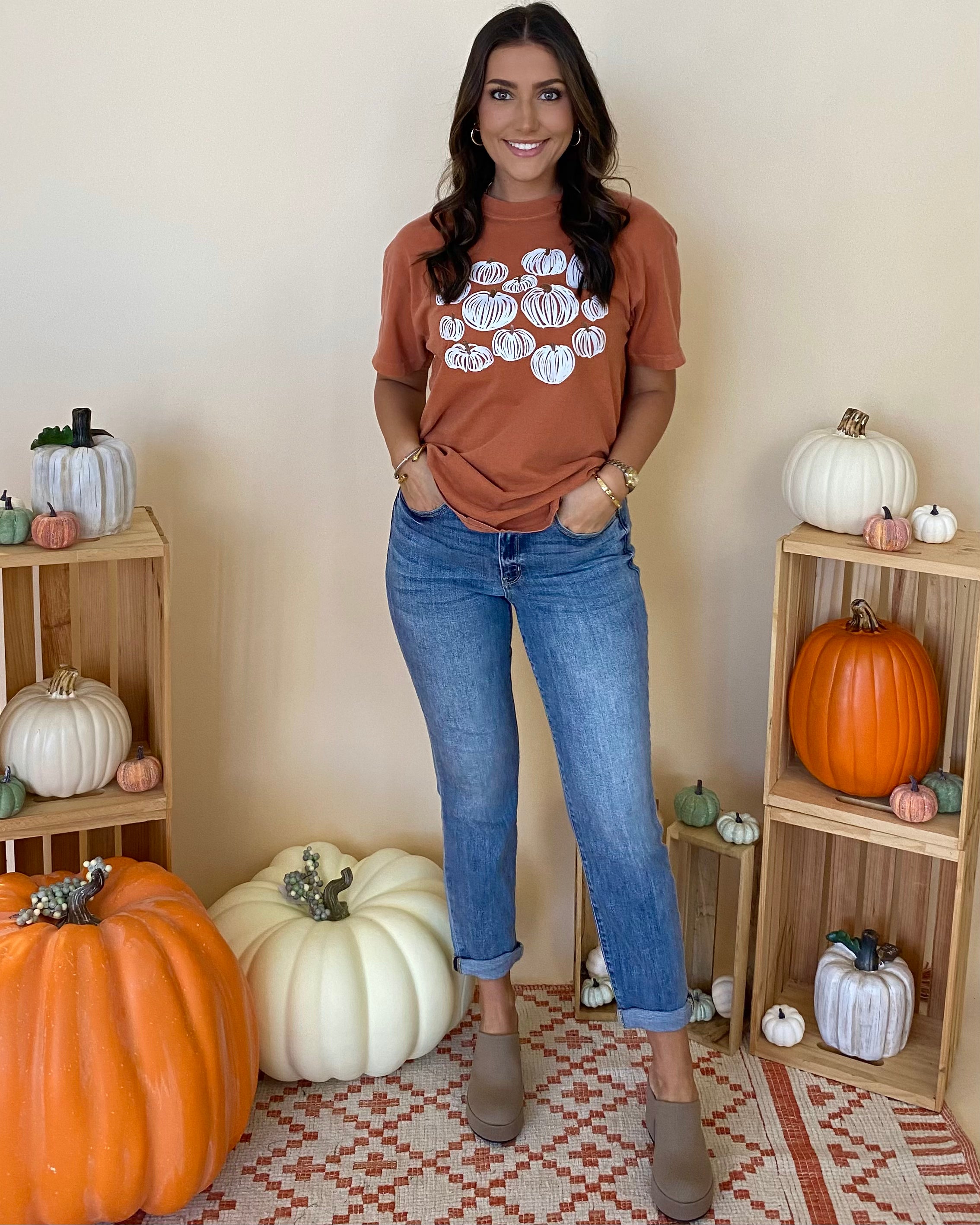 All Fate Orange Pumpkin T-Shirt-Shop-Womens-Boutique-Clothing