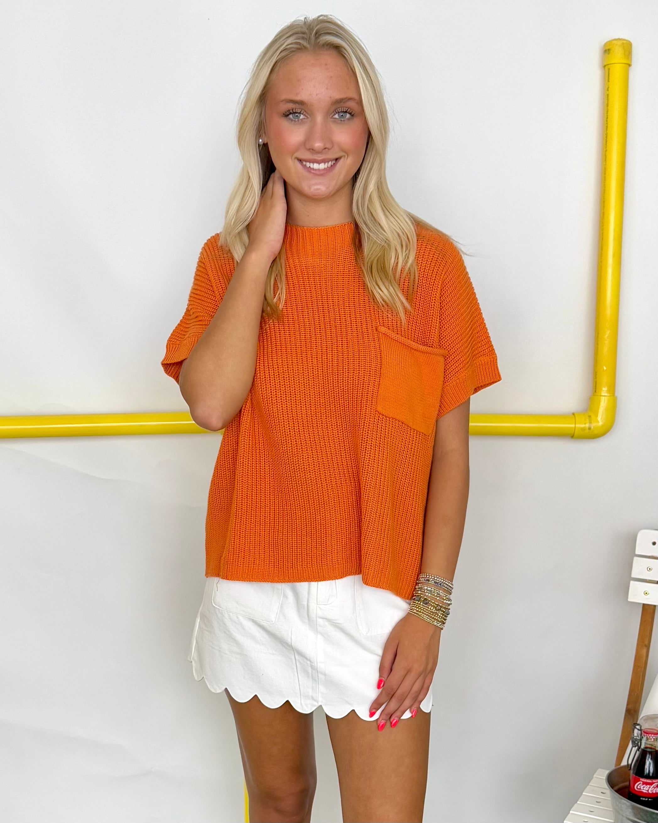 Harvest Stroll Pumpkin Front Pocket Sweater-Shop-Womens-Boutique-Clothing